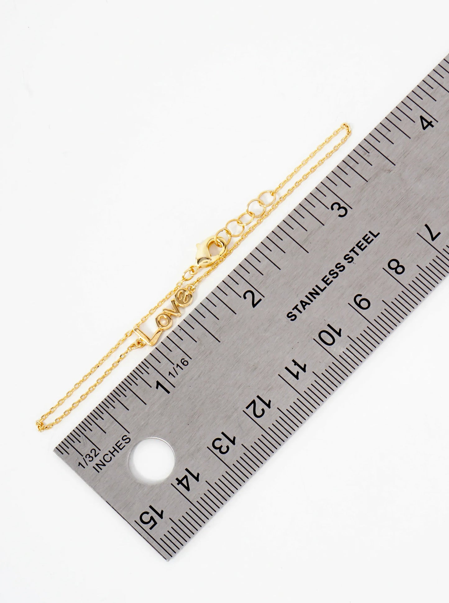 Polished Brass Love Word 18K-Gold-Dipped Chain Bracelet