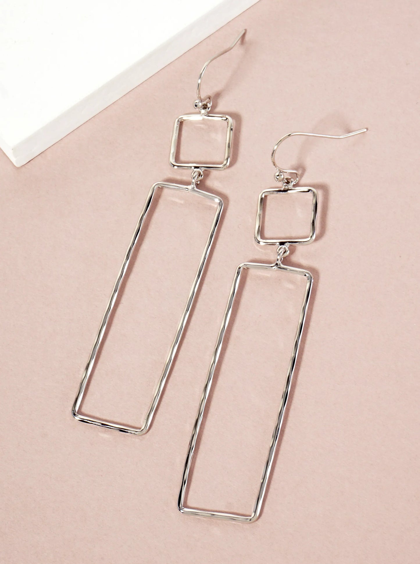 Polished Brass Rectangle Geometric Dangle Earrings