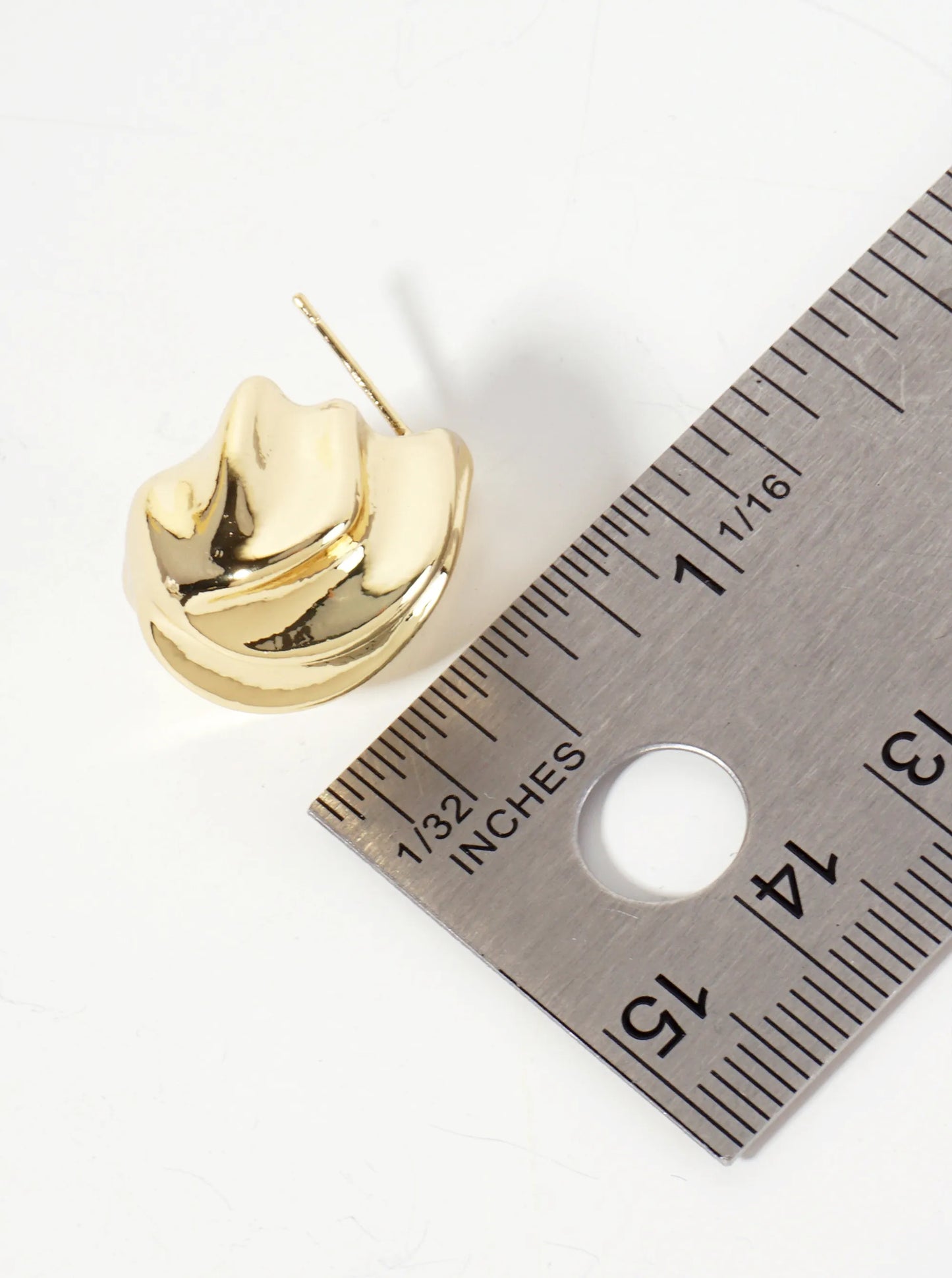 Polished Brass Sculpted Wave Teardrop 18K-Gold-Dipped Post Earrings