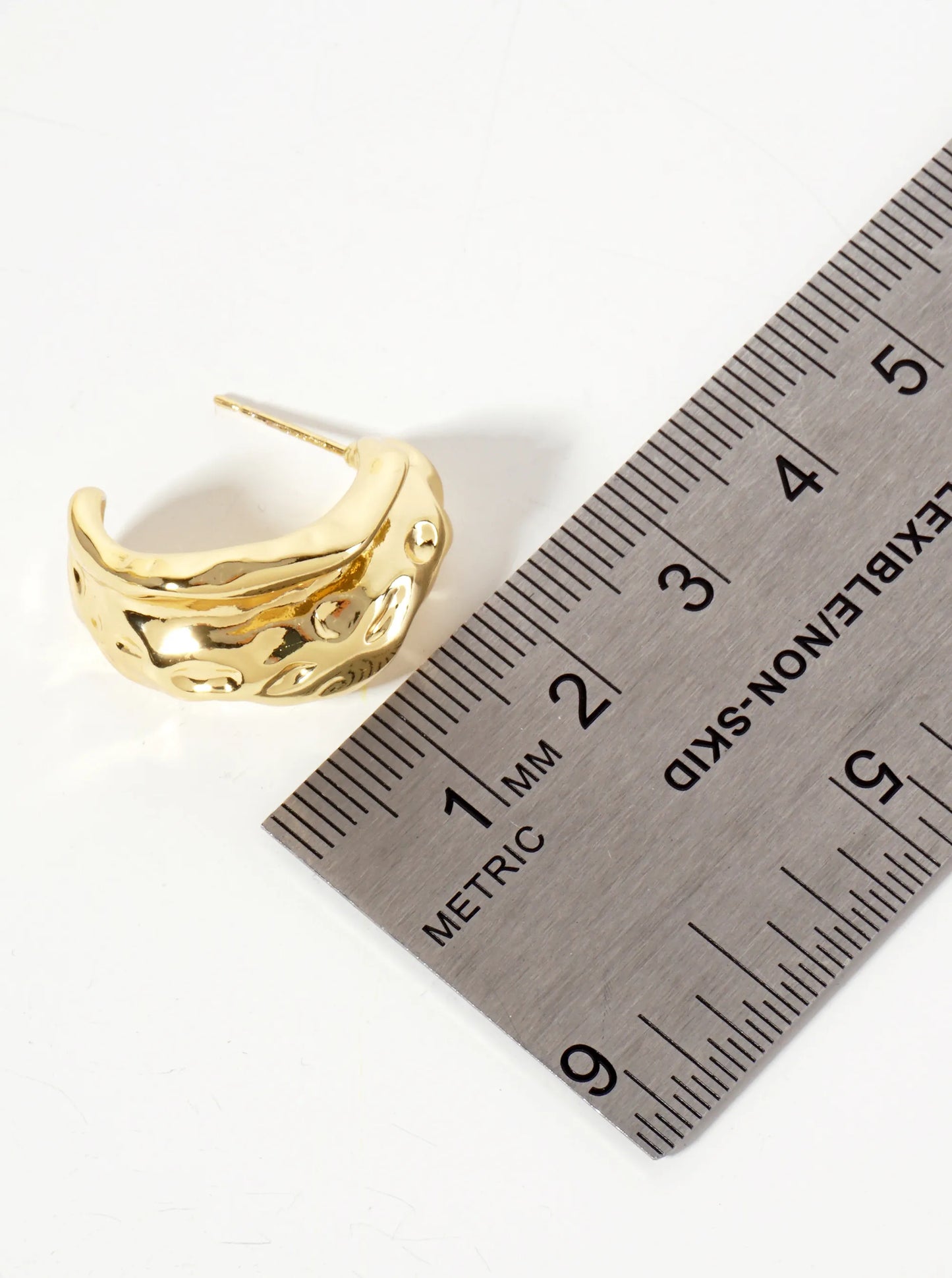 Polished Brass Textured 18K-Gold-Dipped 20mm Organic Hoop Earrings With 15mm-Thickness