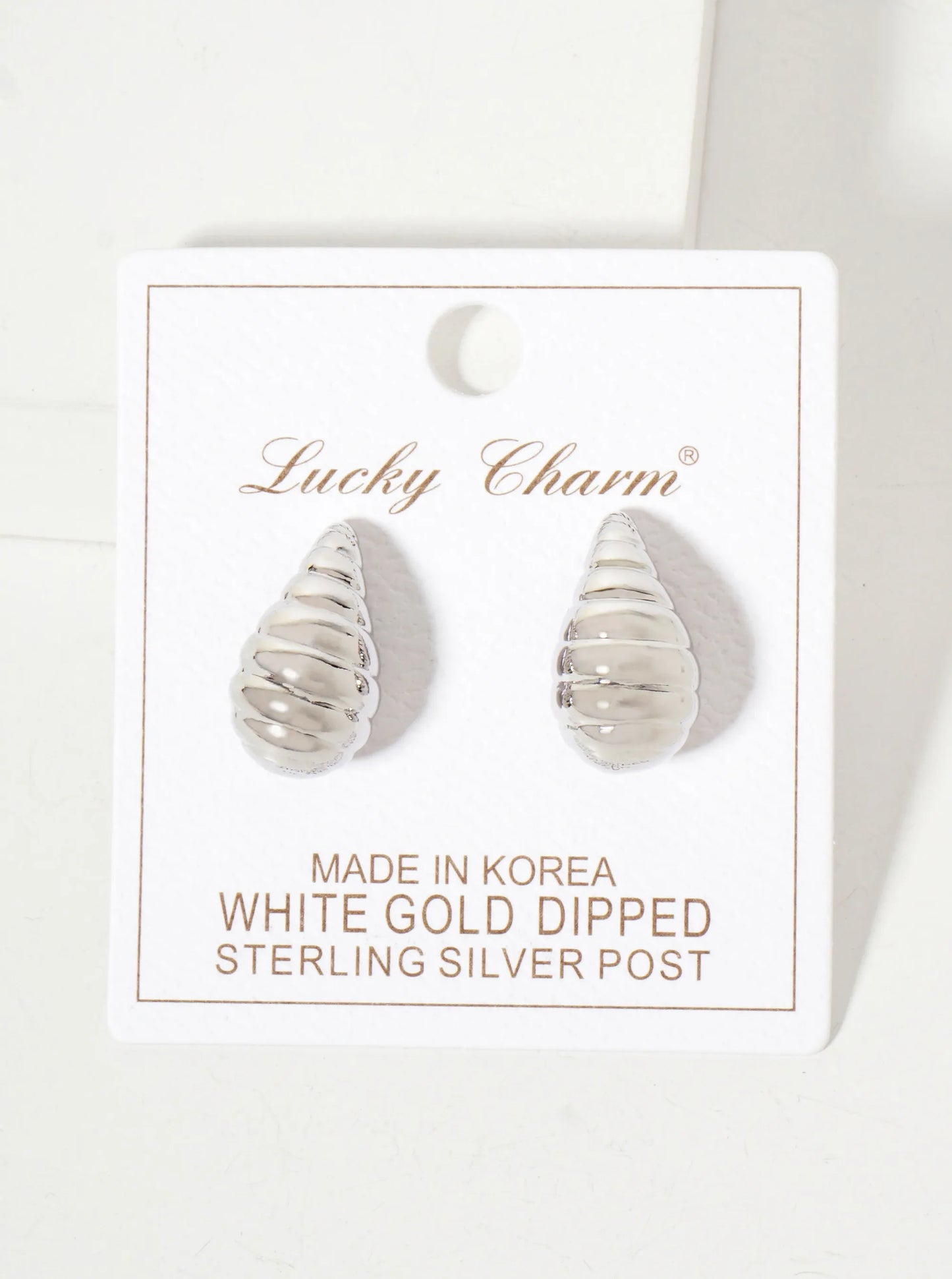 Polished Brass Textured 20mm Puffy Teardrop 18K-Gold-Dipped Stud Earrings
