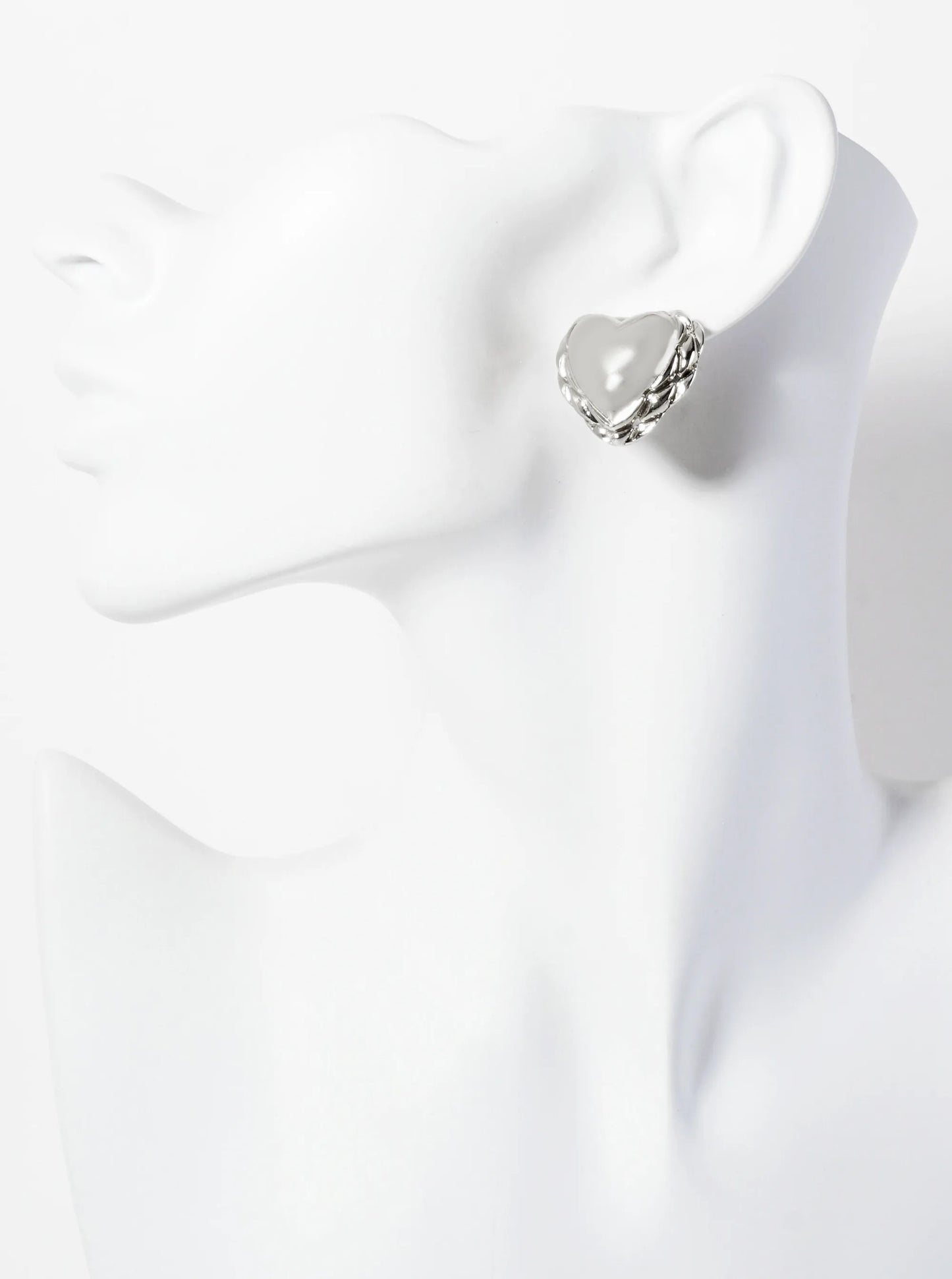 Polished Brass Textured Puffy Heart 18K-Gold-Dipped Stud Earrings