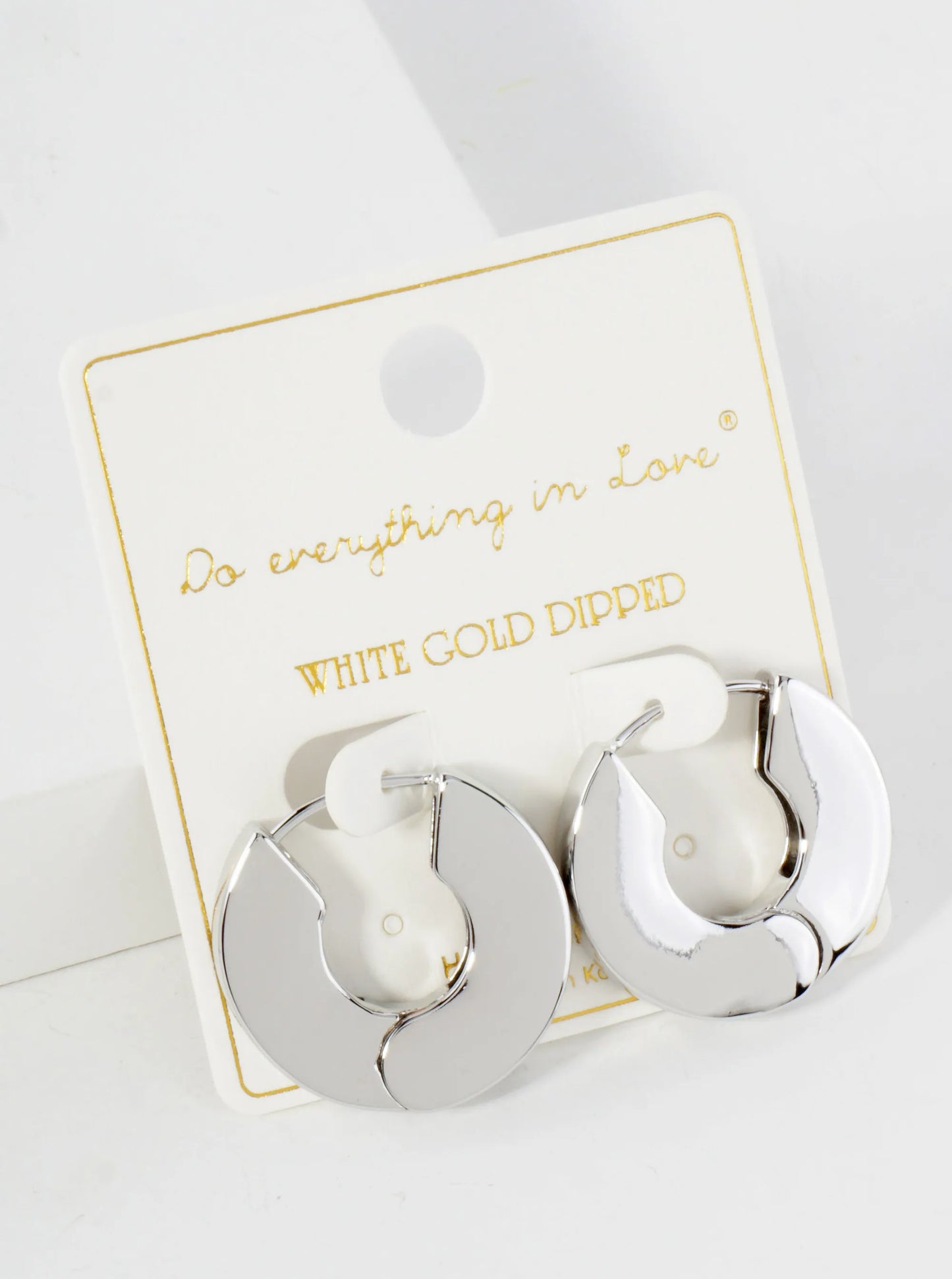Polished Flat Design 8mm Wide 25mm 14K-Gold-Dipped Hinged Hoop Earrings