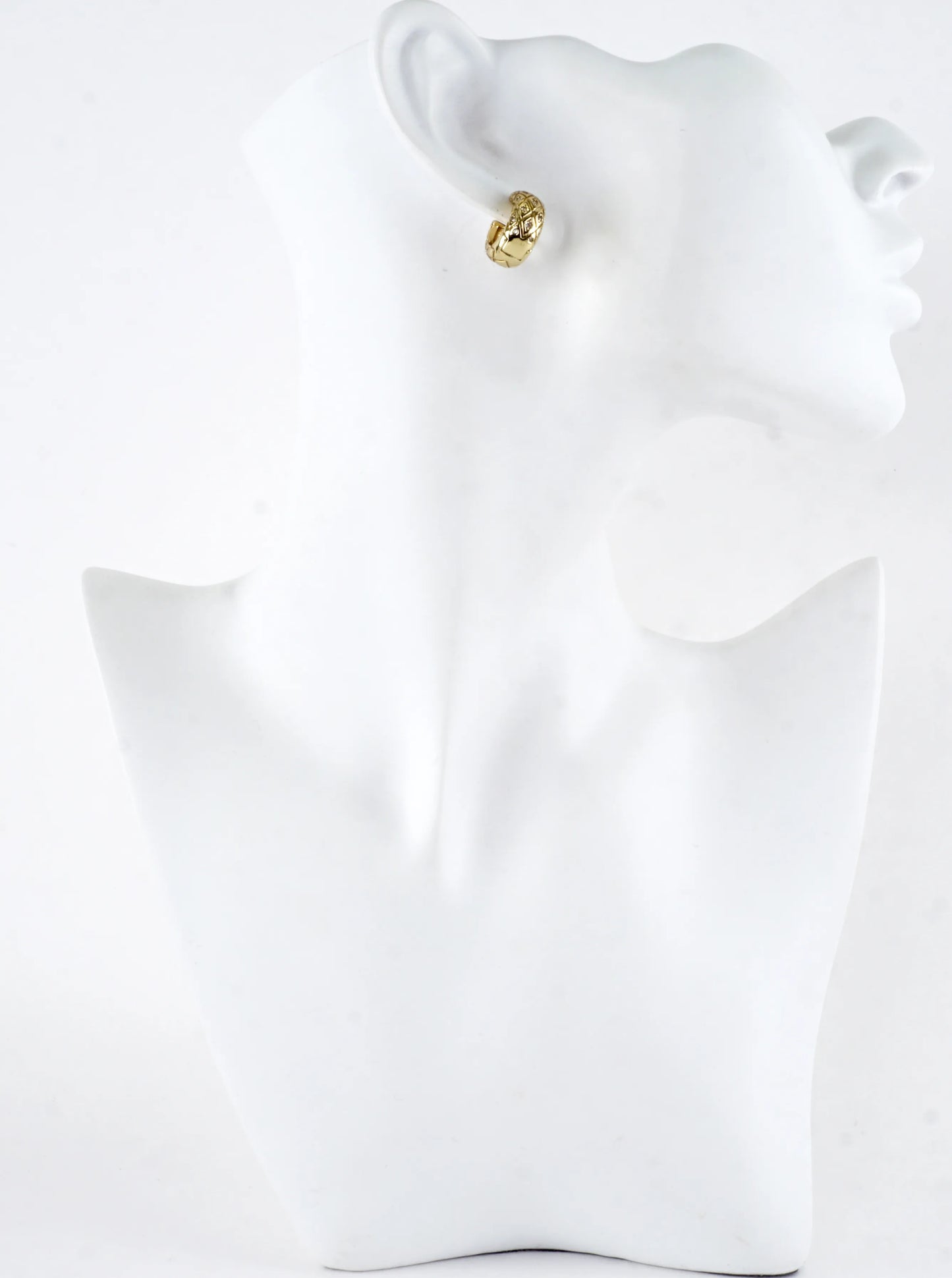 Polished Lattice Huggie Hoop Earrings