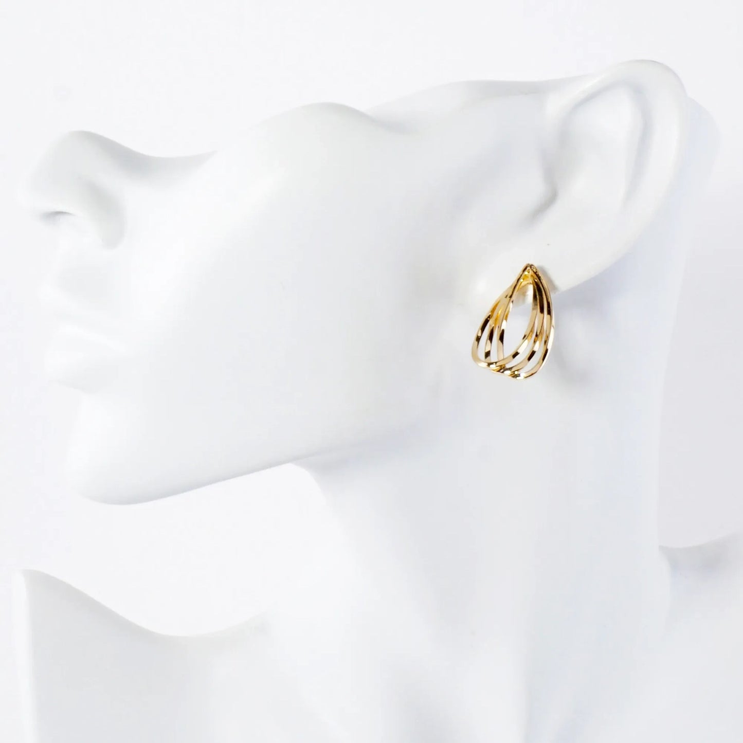 Polished Layered Teardrop 14K-Gold-Dipped Brass Stud Earrings