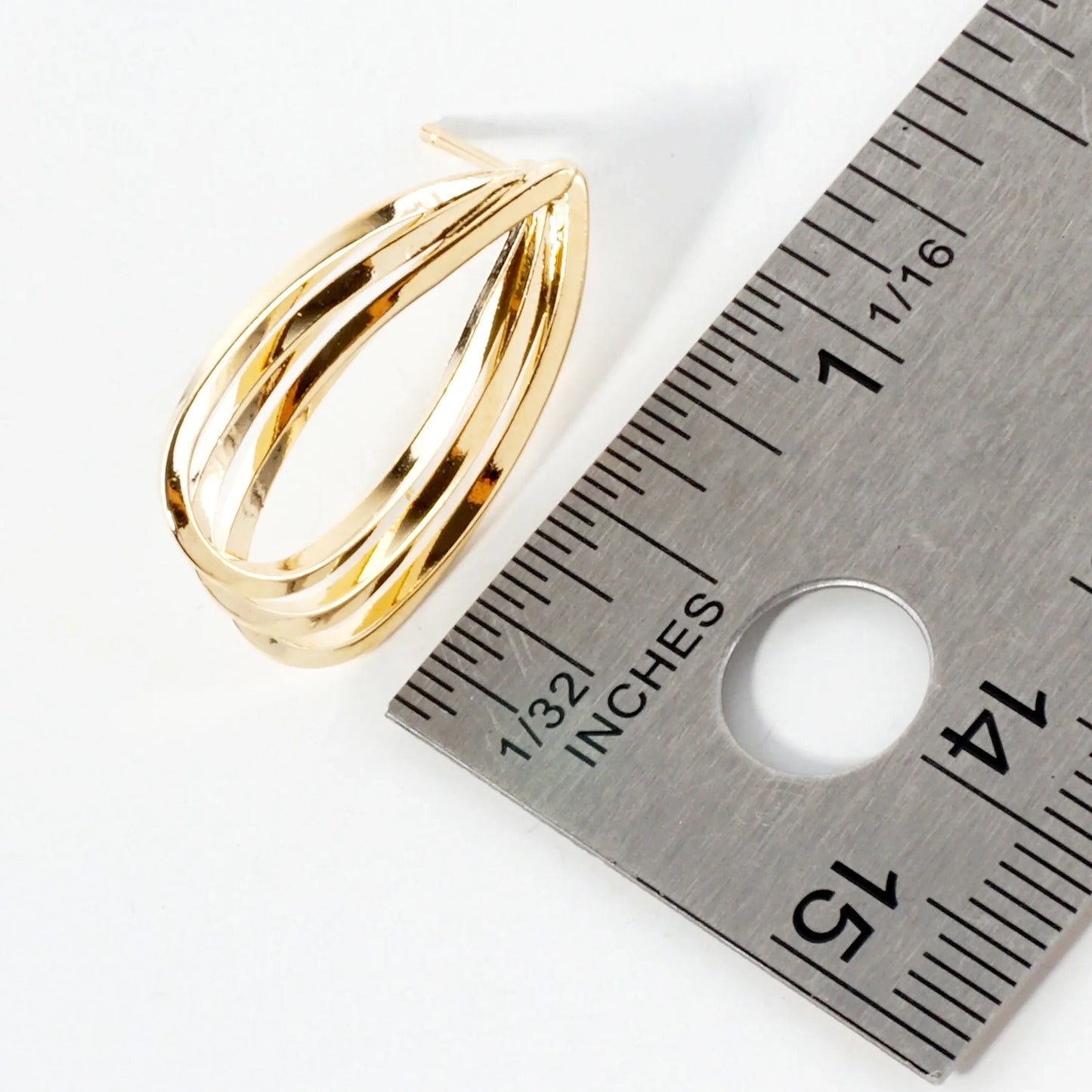 Polished Layered Teardrop 14K-Gold-Dipped Brass Stud Earrings