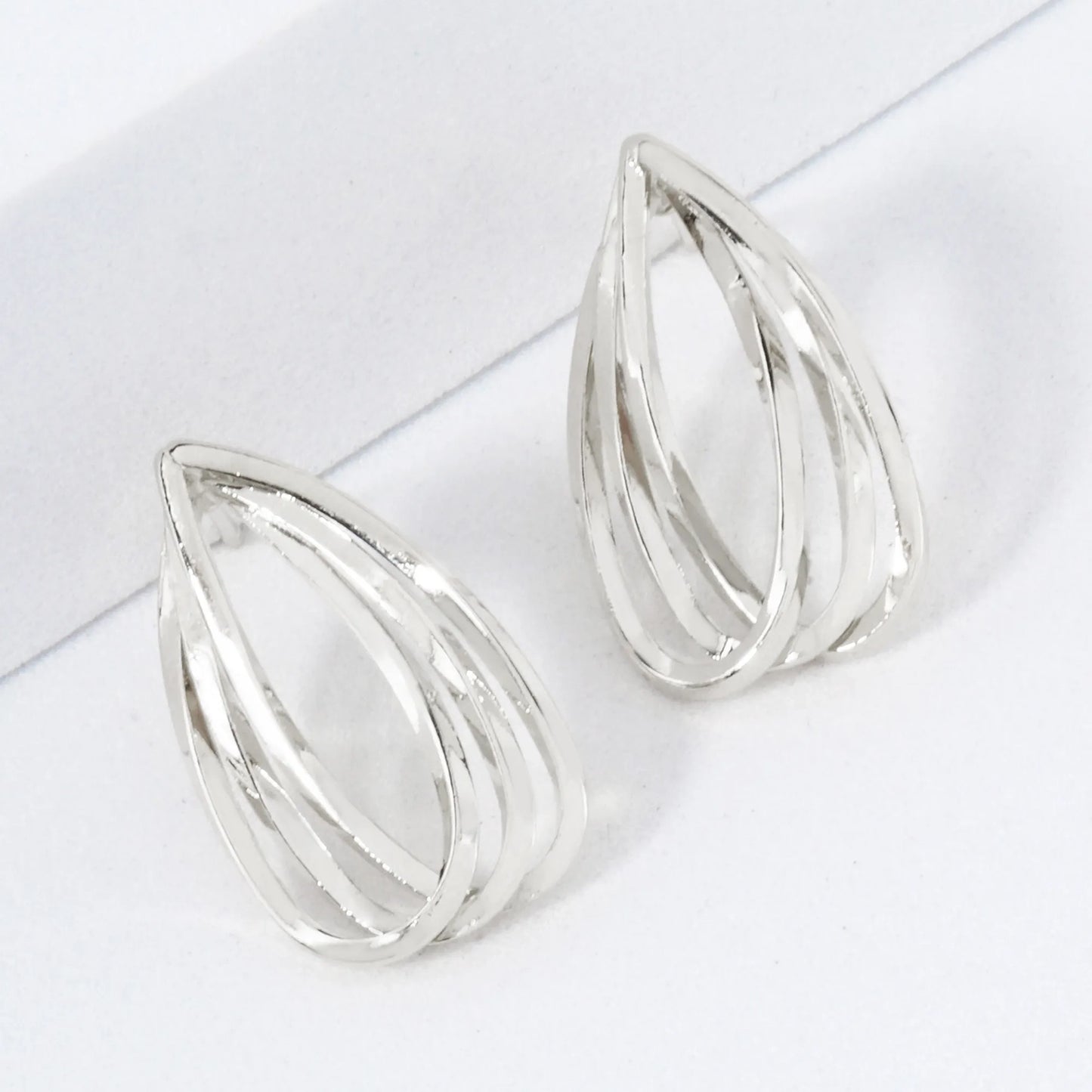Polished Layered Teardrop 14K-Gold-Dipped Brass Stud Earrings