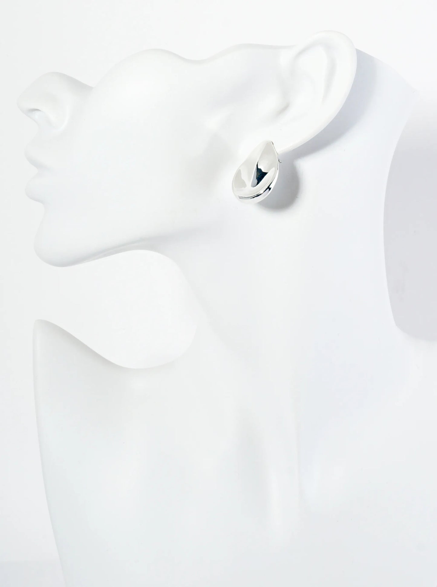 Polished Metal 1 Inch Teardrop Post Stud Earrings