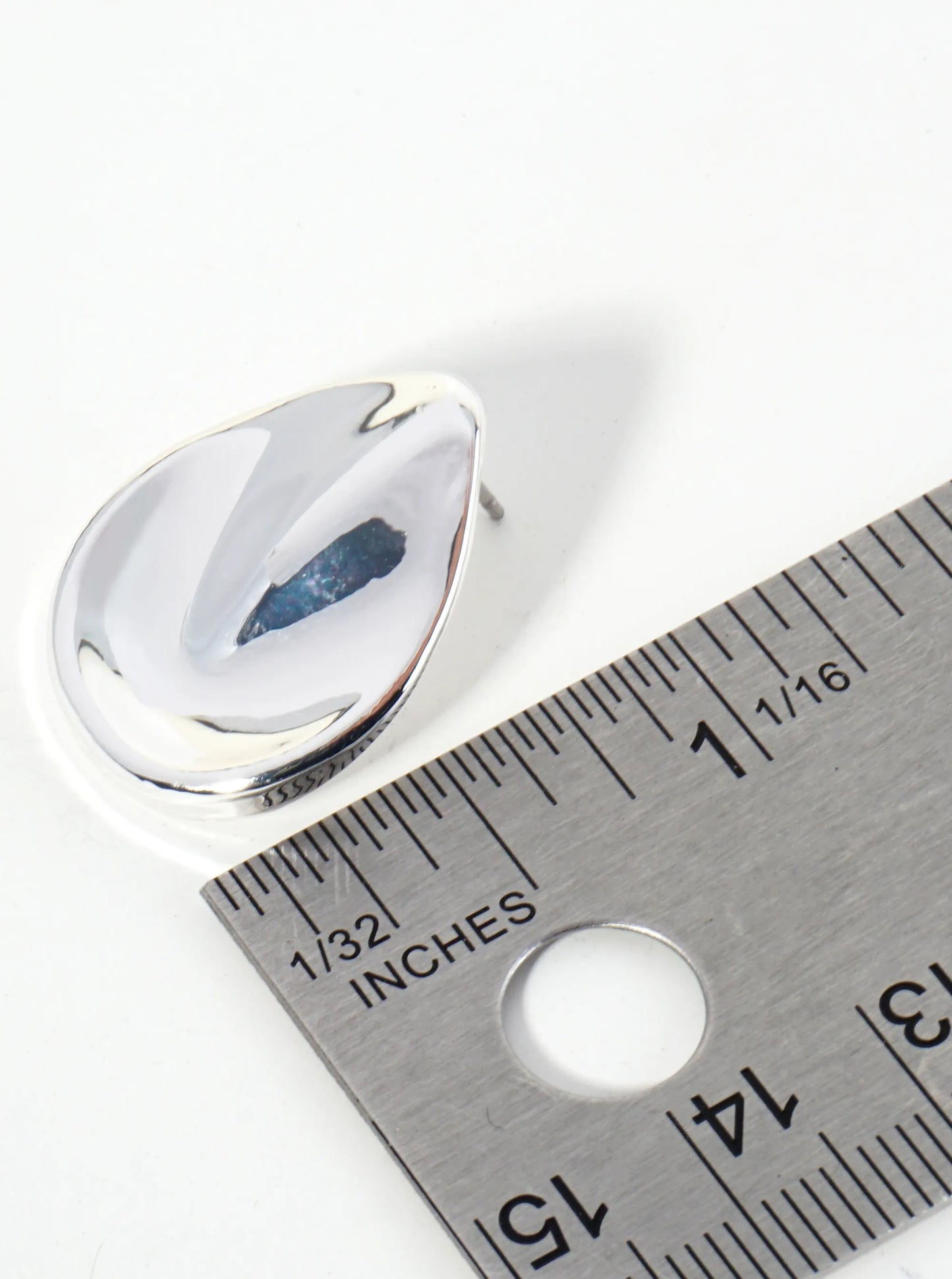 Polished Metal 1 Inch Teardrop Post Stud Earrings