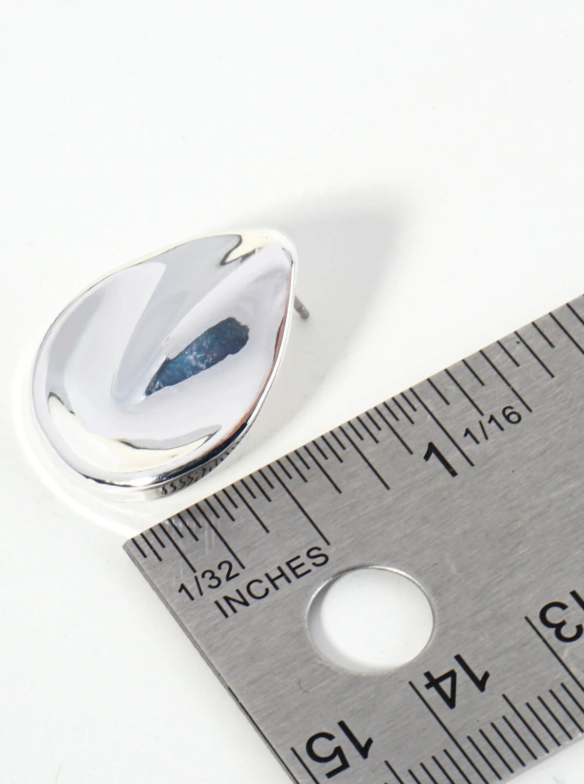Polished Metal 1 Inch Teardrop Post Stud Earrings