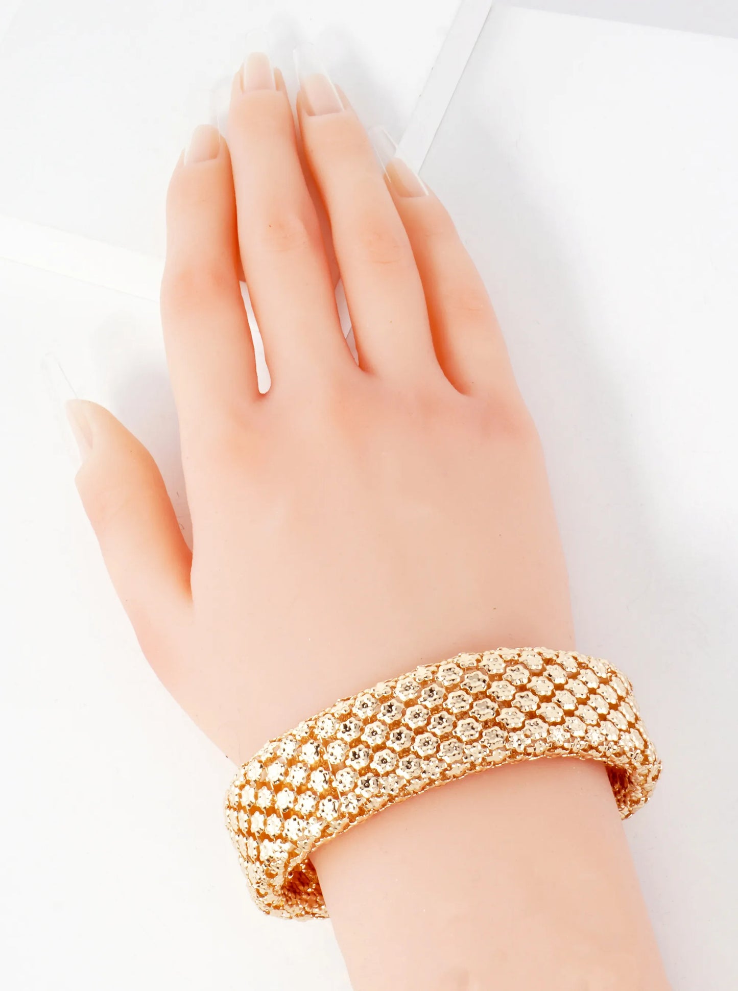 Polished Metal 1-inch-Wide Stretch Bracelet