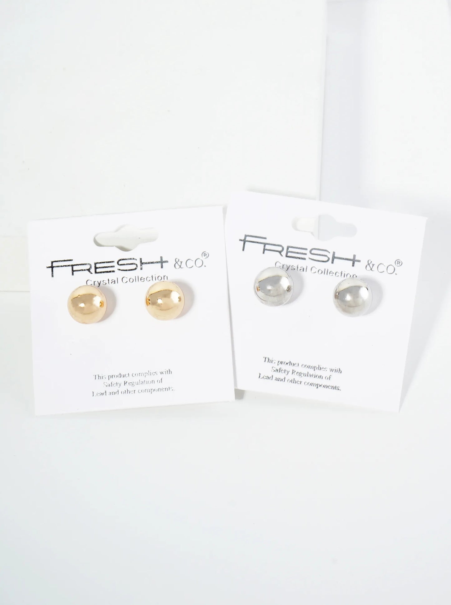 Polished Metal 10mm Brass Ball Stud Earrings