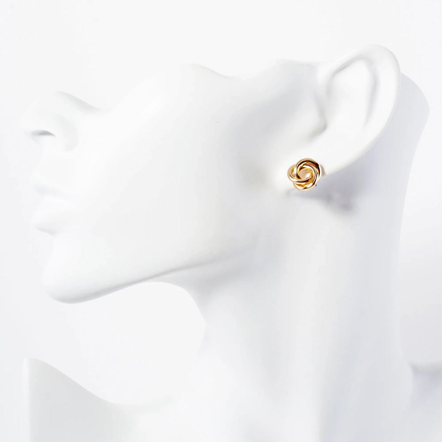 Polished Metal 11mm Love-Knot Stud Earrings