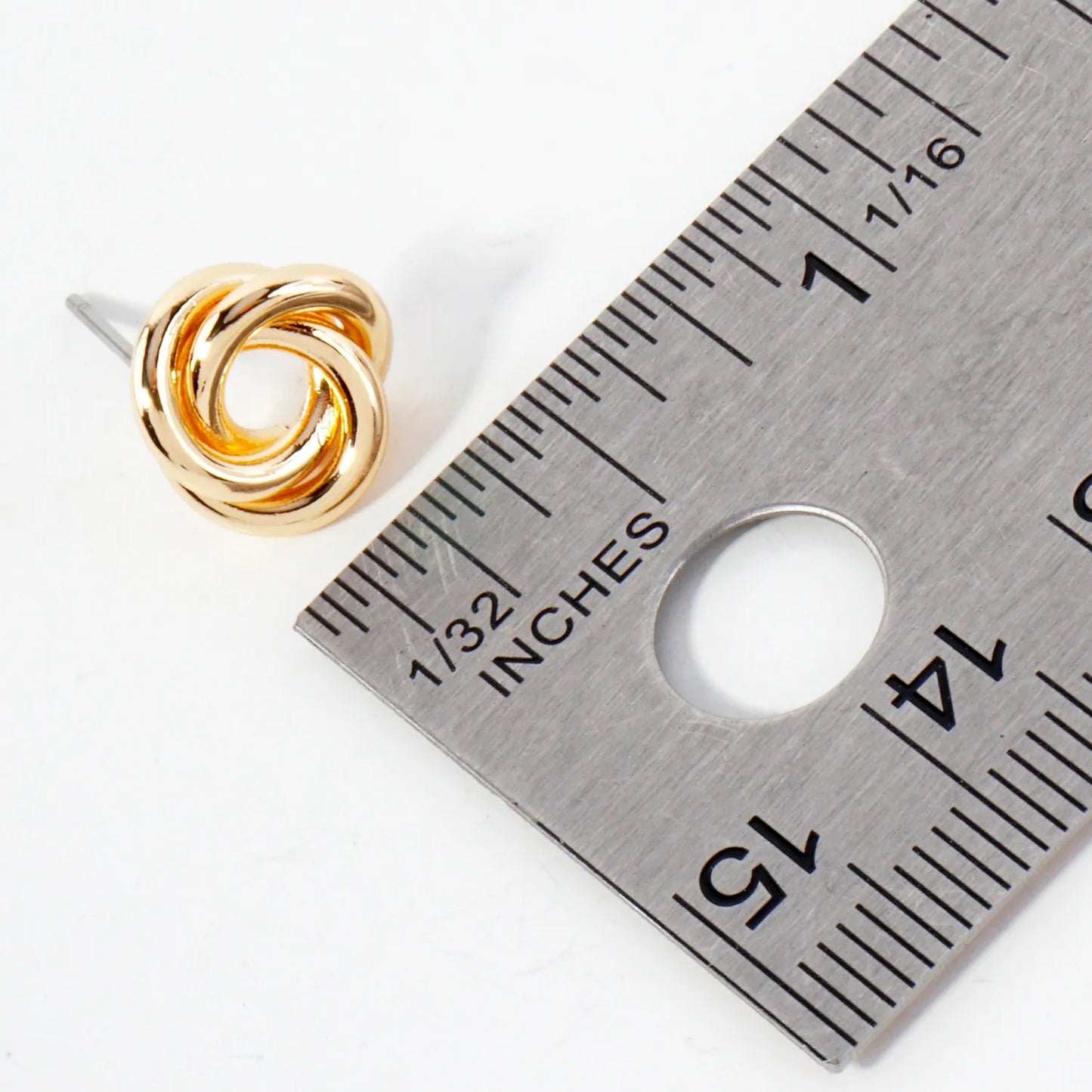 Polished Metal 11mm Love-Knot Stud Earrings