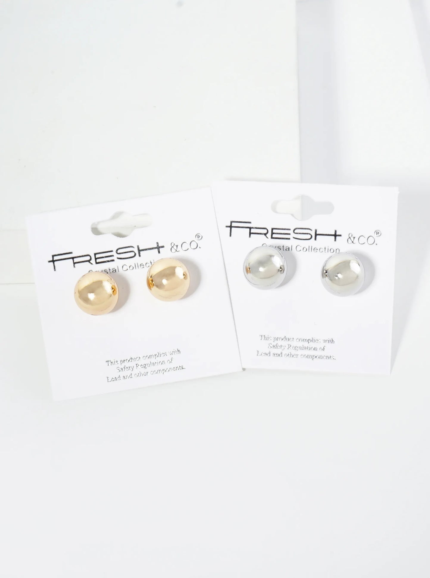 Polished Metal 12mm Brass Ball Stud Earrings