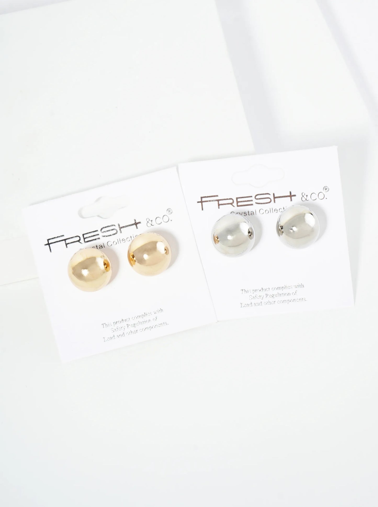 Polished Metal 14mm Brass Ball Stud Earrings
