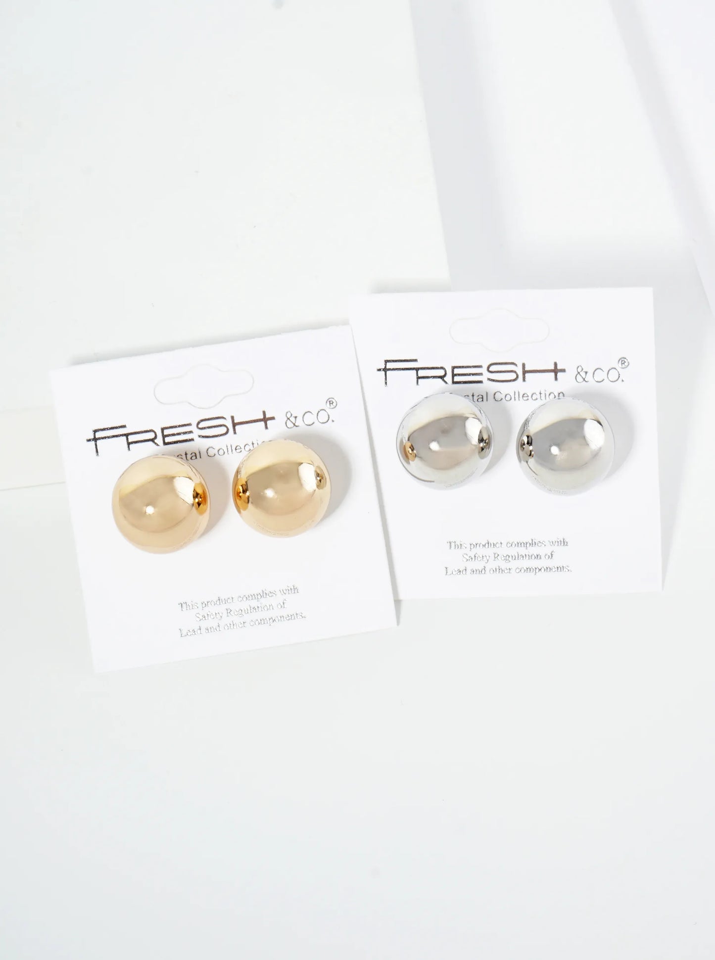 Polished Metal 16mm Brass Ball Stud Earrings