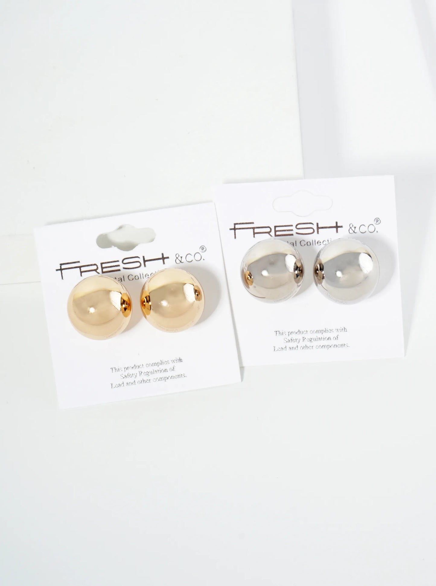 Polished Metal 18mm Brass Ball Stud Earrings