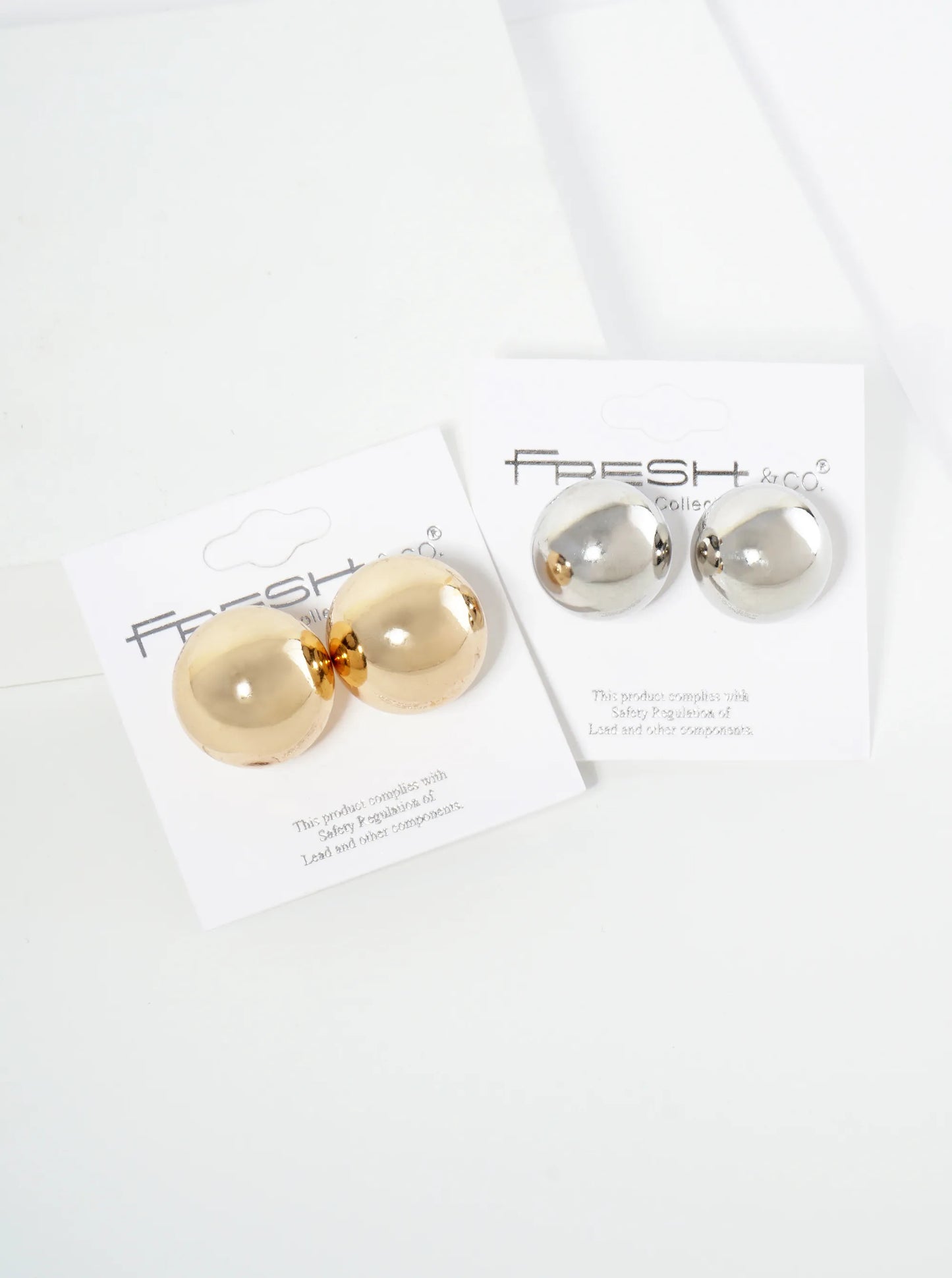 Polished Metal 20mm Brass Ball Stud Earrings