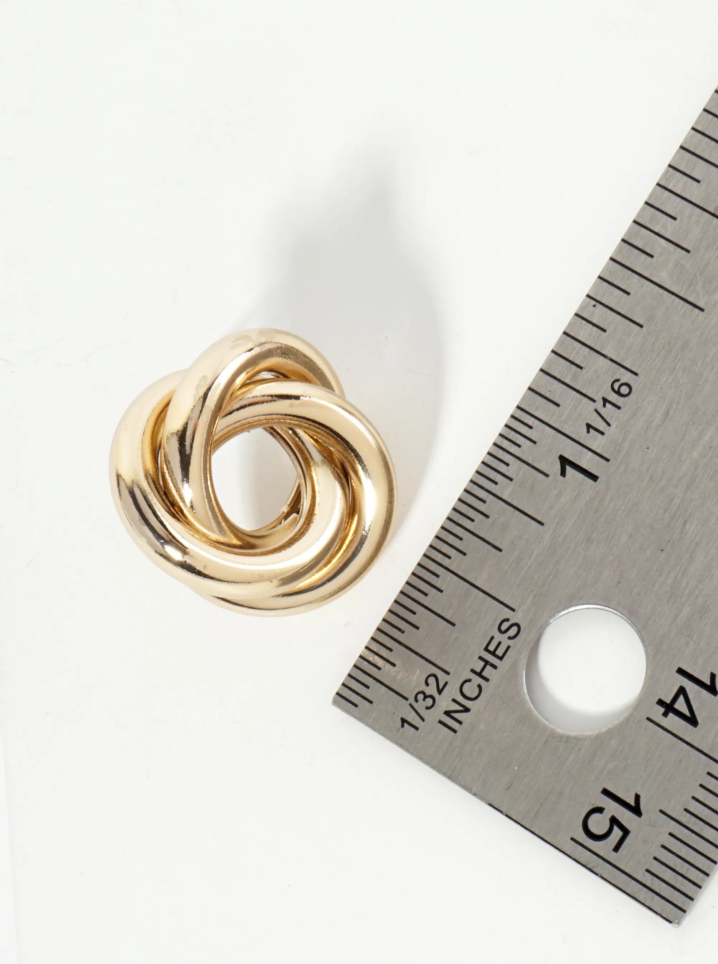 Polished Metal 20mm Love Knot Stud Earrings