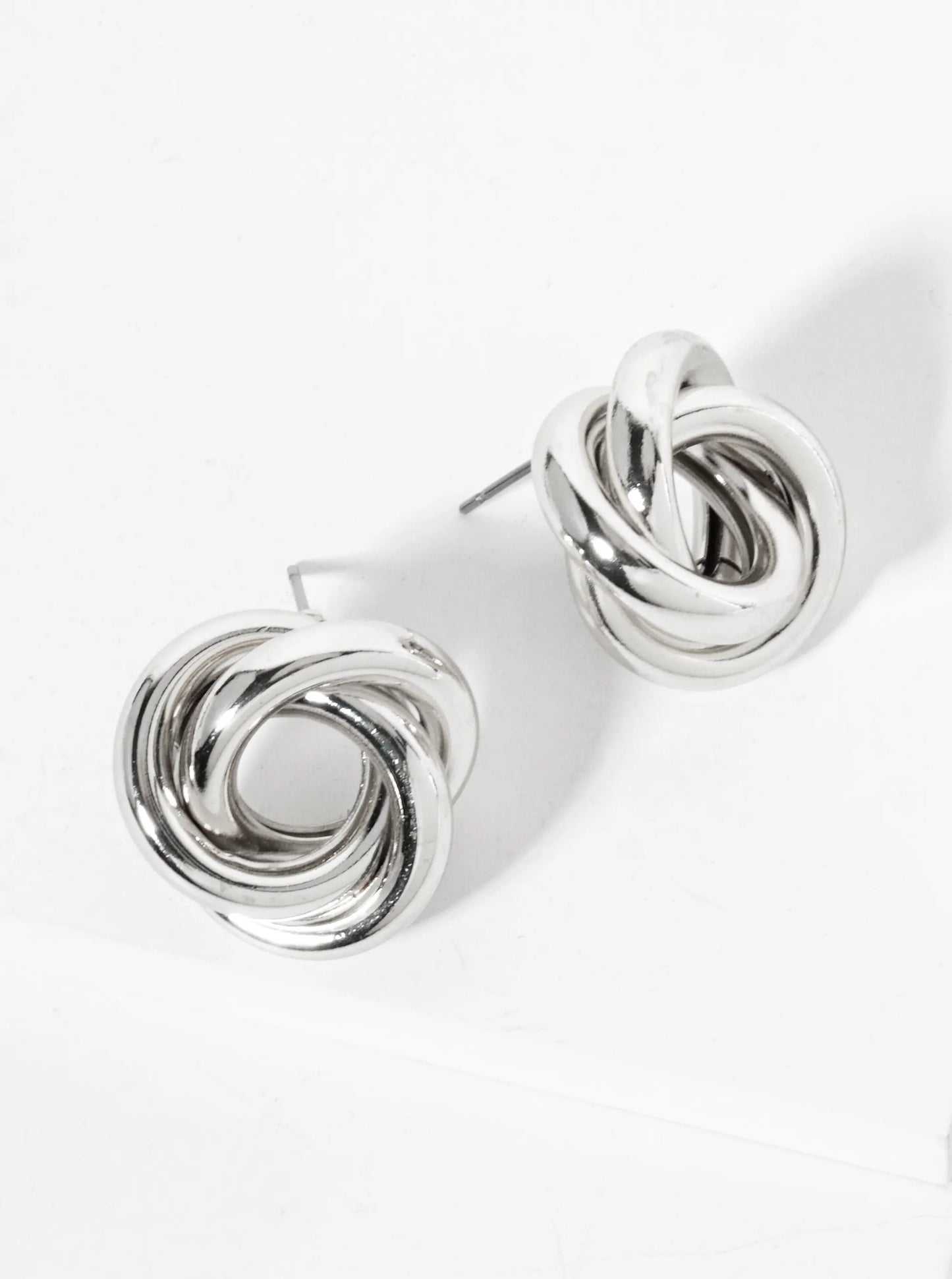Polished Metal 20mm Love Knot Stud Earrings