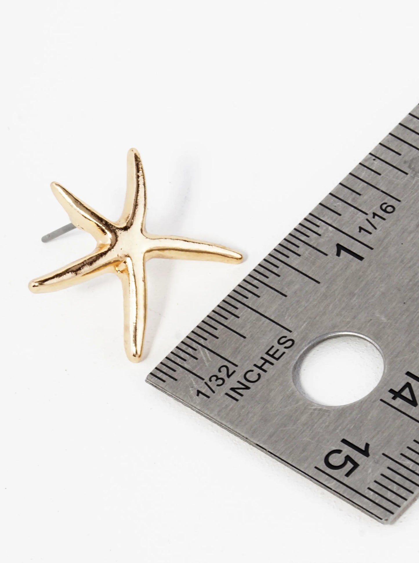 Polished Metal 20mm Starfish Stud Earrings