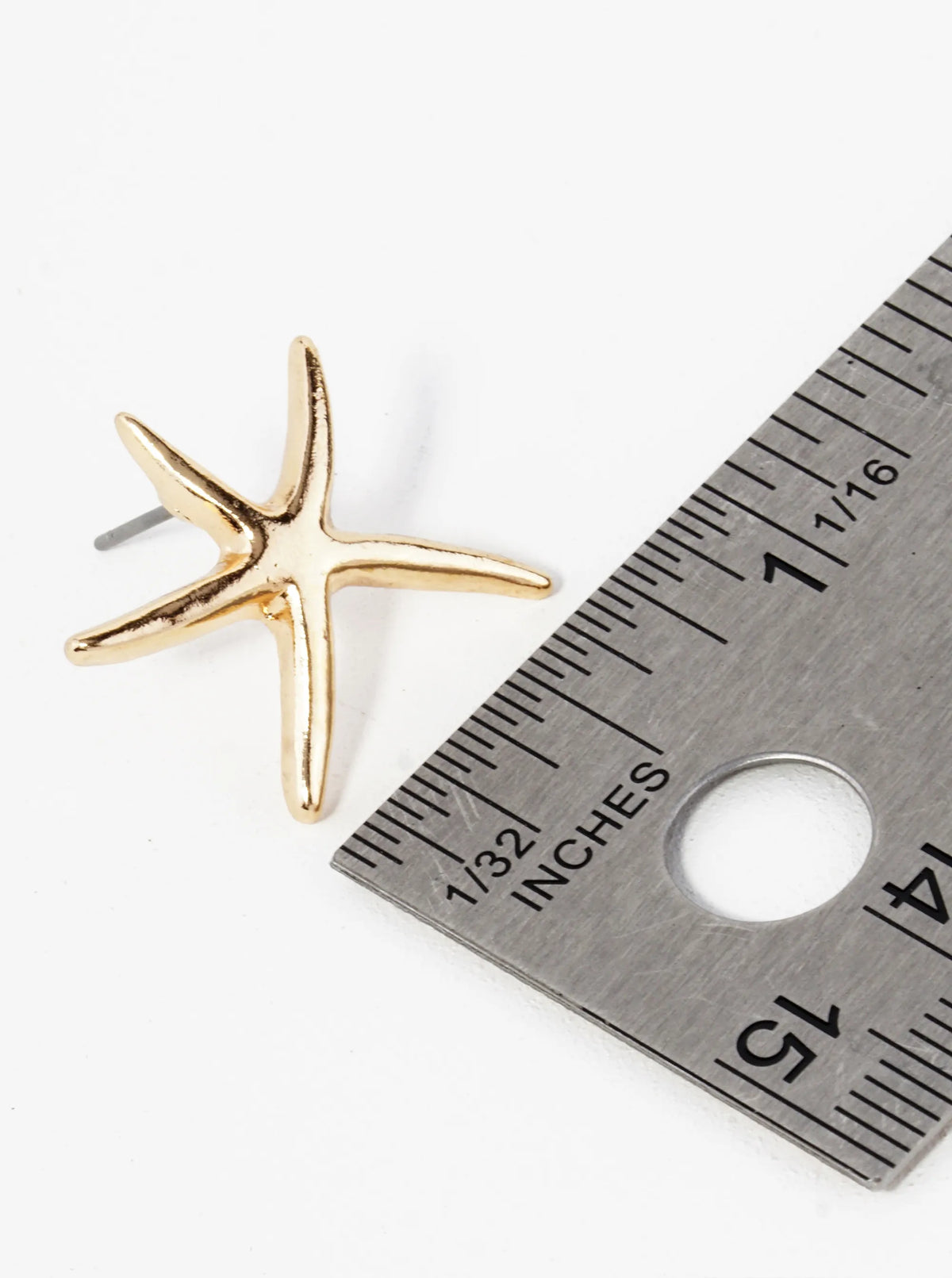 Polished Metal 20mm Starfish Stud Earrings