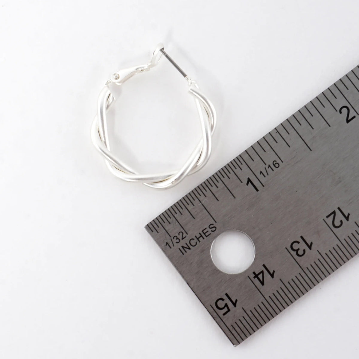 Polished Metal 25mm Twist Omega-Back Hoop Earrings