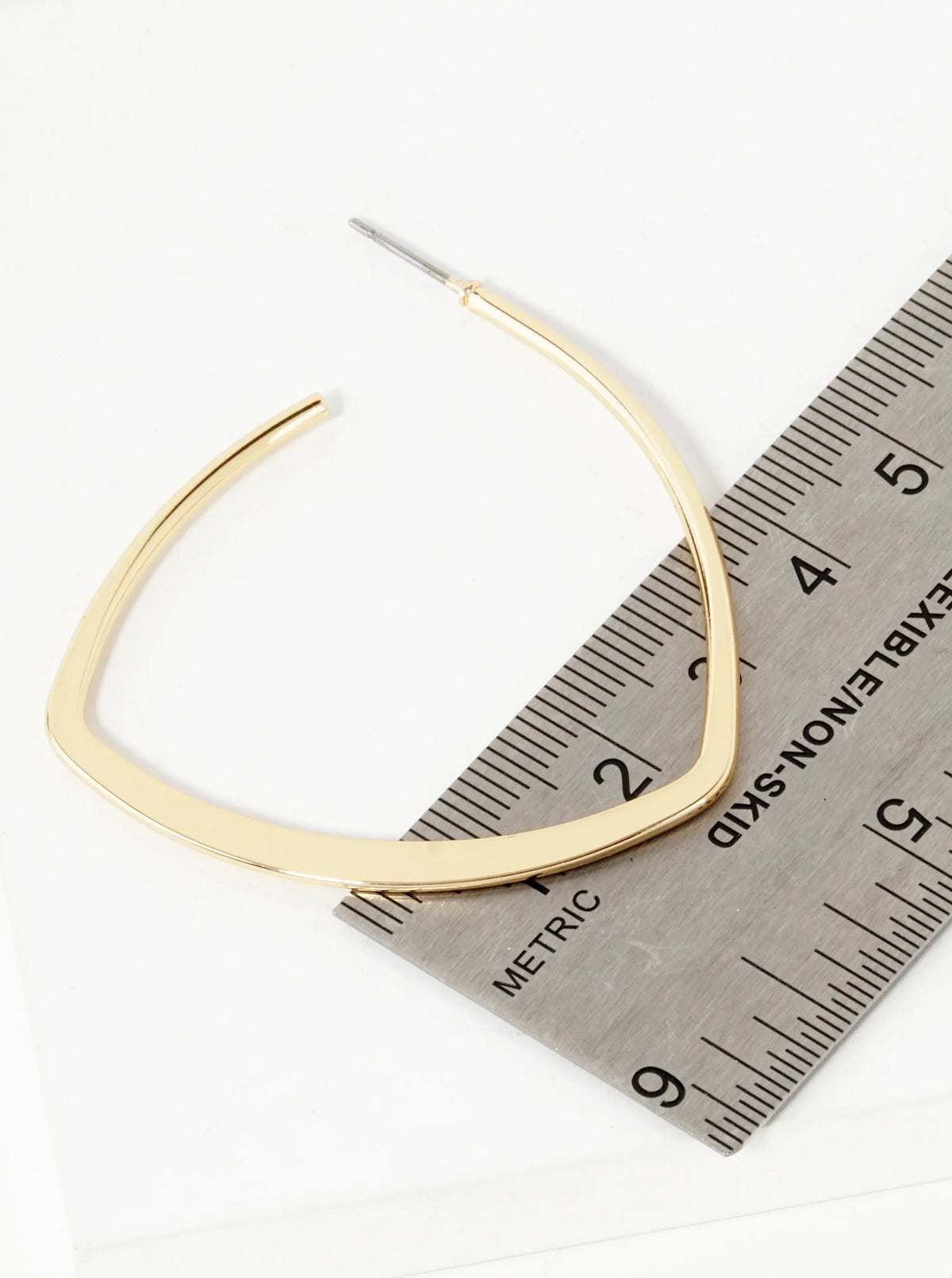 Polished Metal 45mm Flat Tapered Edgy Hoop Earrings