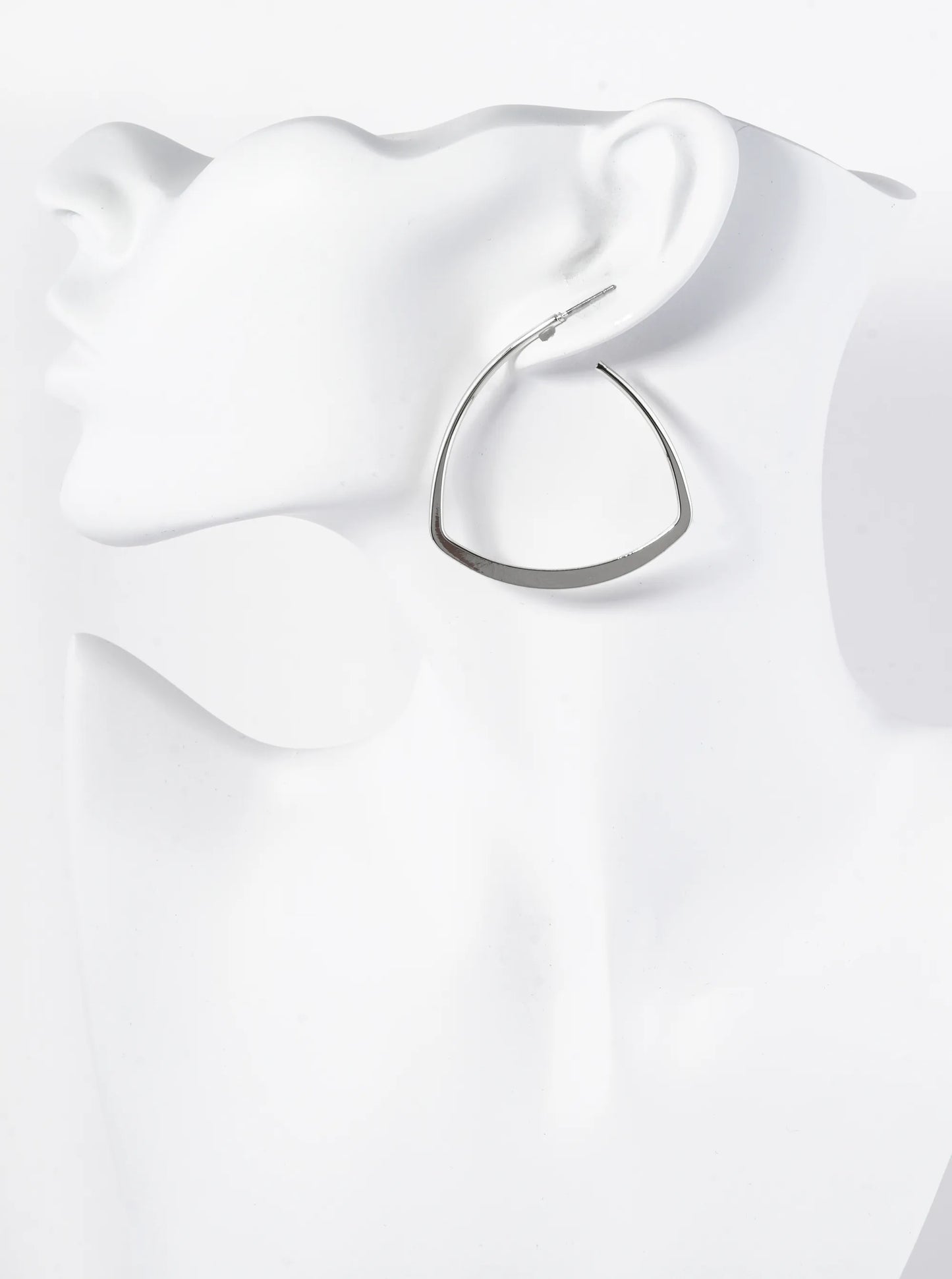 Polished Metal 45mm Flat Tapered Edgy Hoop Earrings