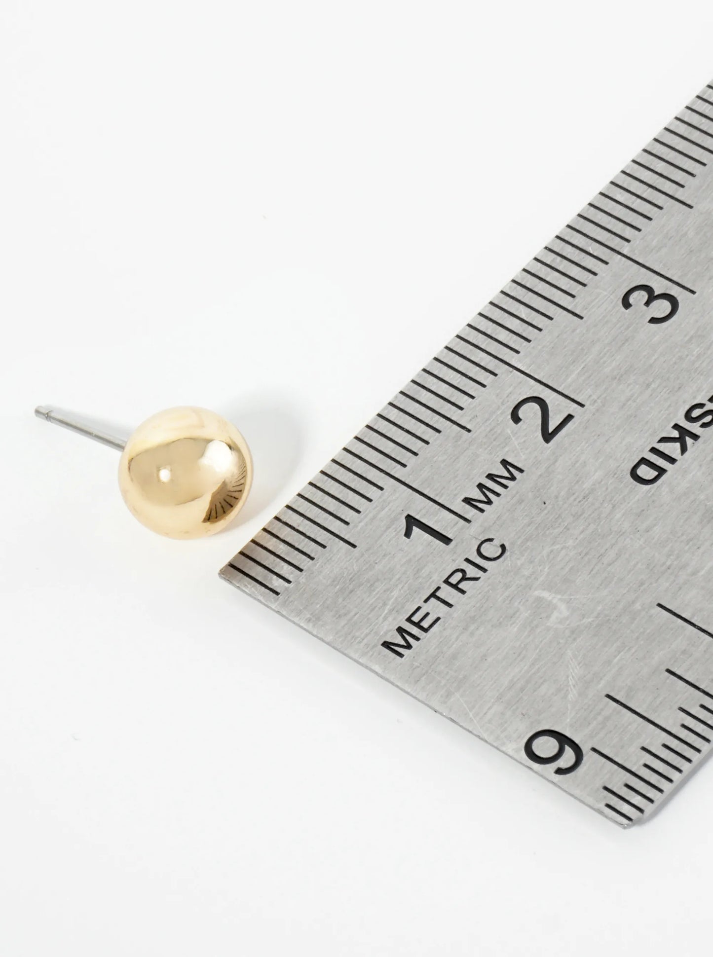 Polished Metal 8mm Brass Ball Stud Earrings