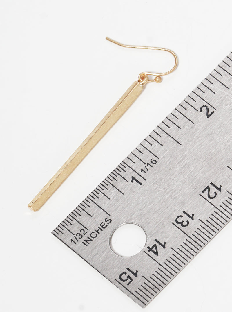 Polished Metal Bar Dangle Drop Earrings