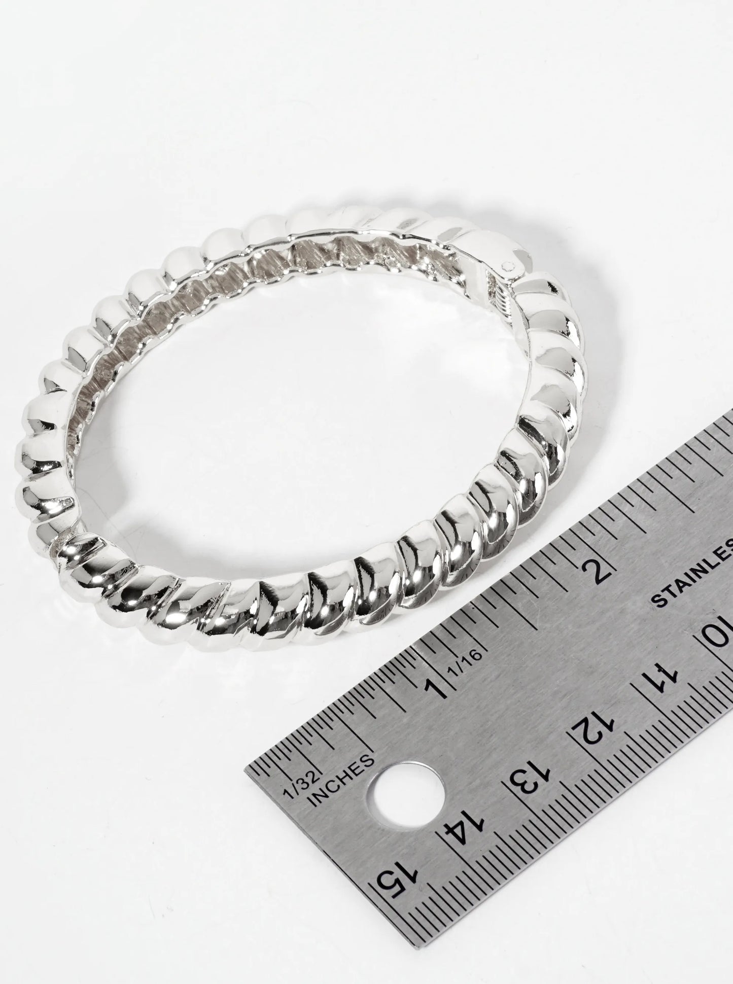 Polished Metal Braided Chunky Hinged Bangle Bracelet