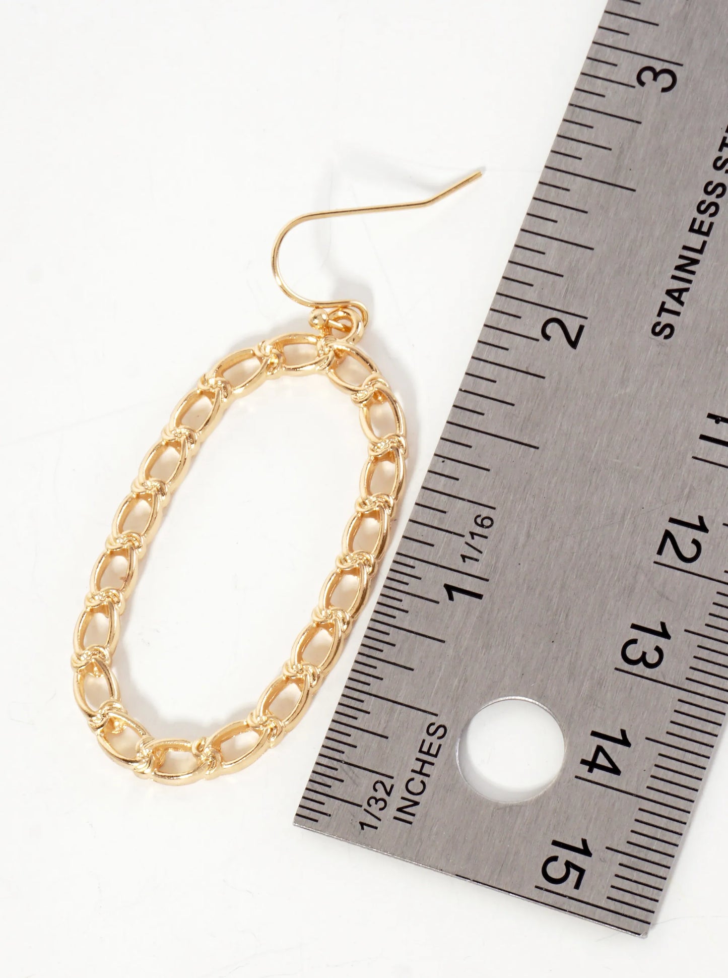 Polished Metal Braided Texture Oval Dangle Earrings