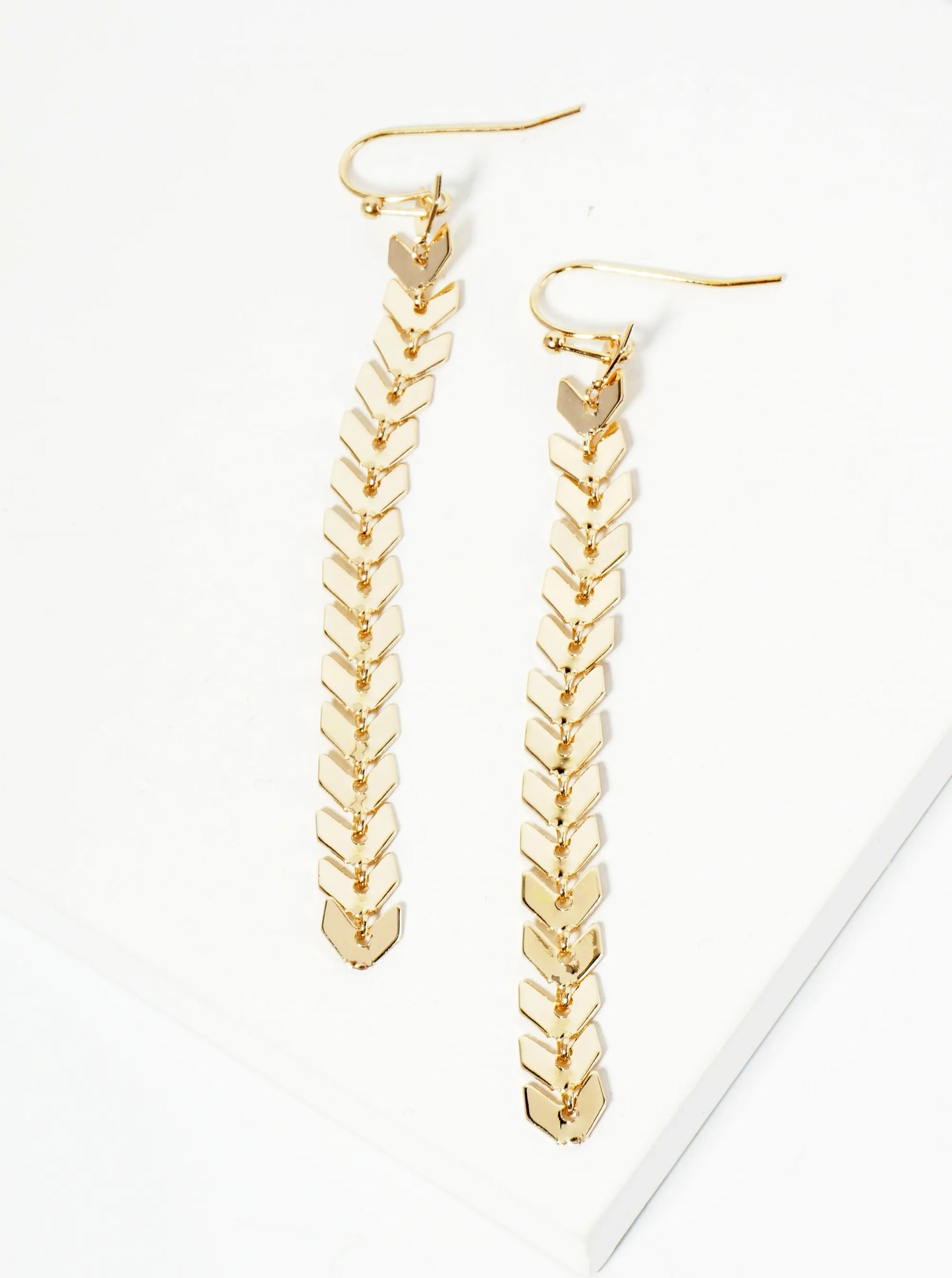 Polished Metal Chevron Drop Dangle Earrings