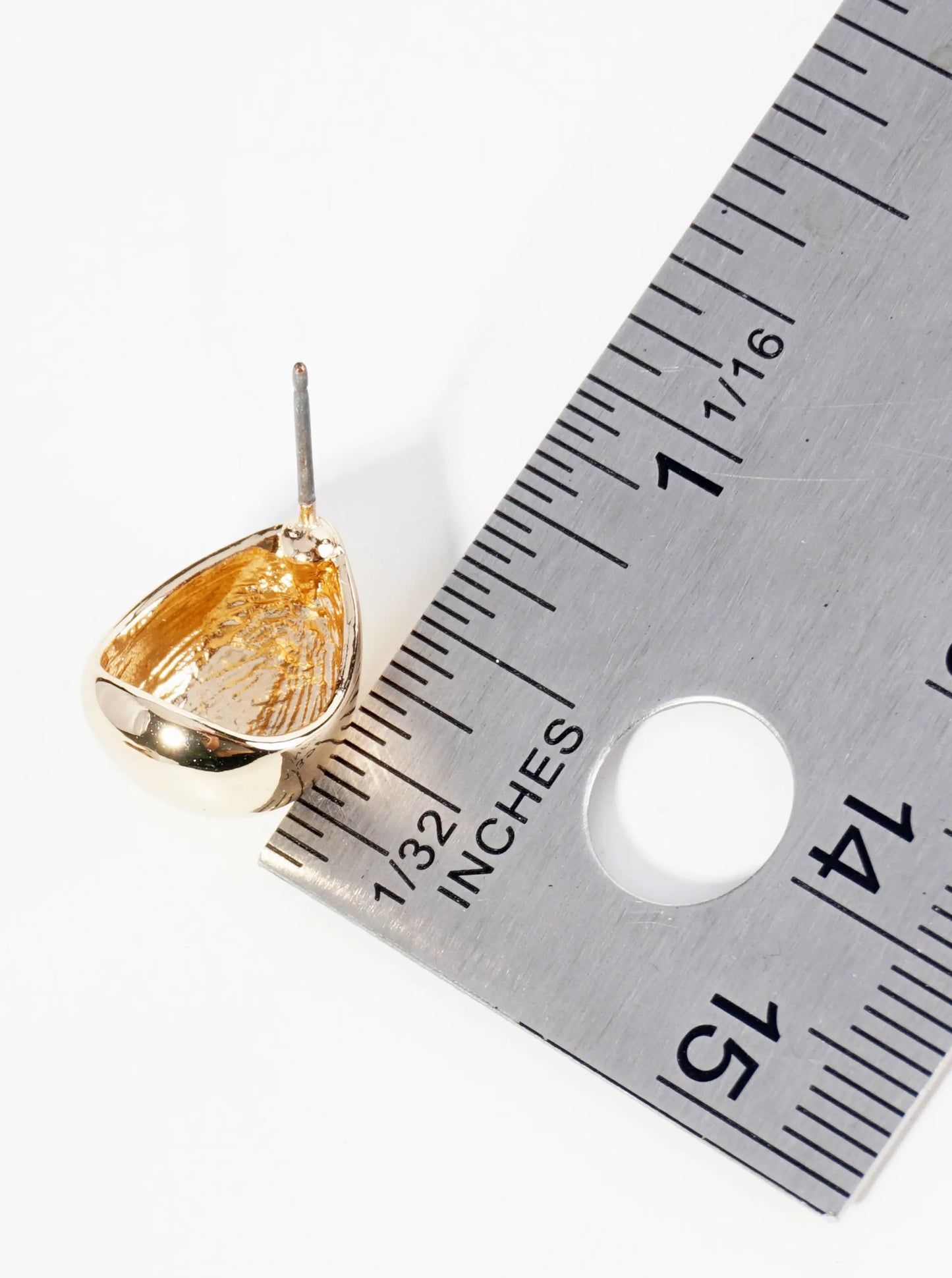 Polished Metal Curved Puffy Teardrop Dainty Stud Earrings