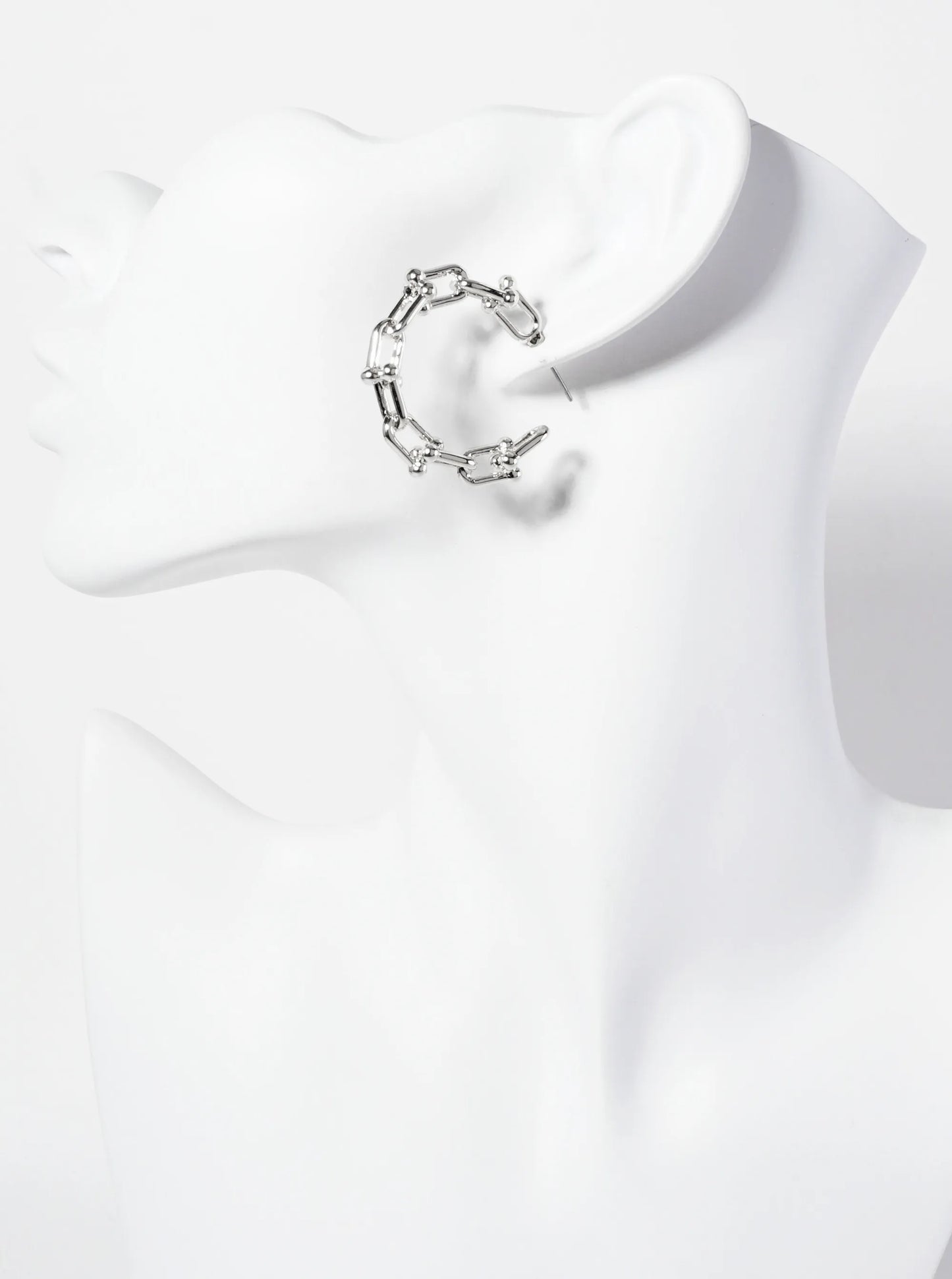 Polished Metal Designer-Inspired Hardwear-Chain Design 30mm Hoop Earrings