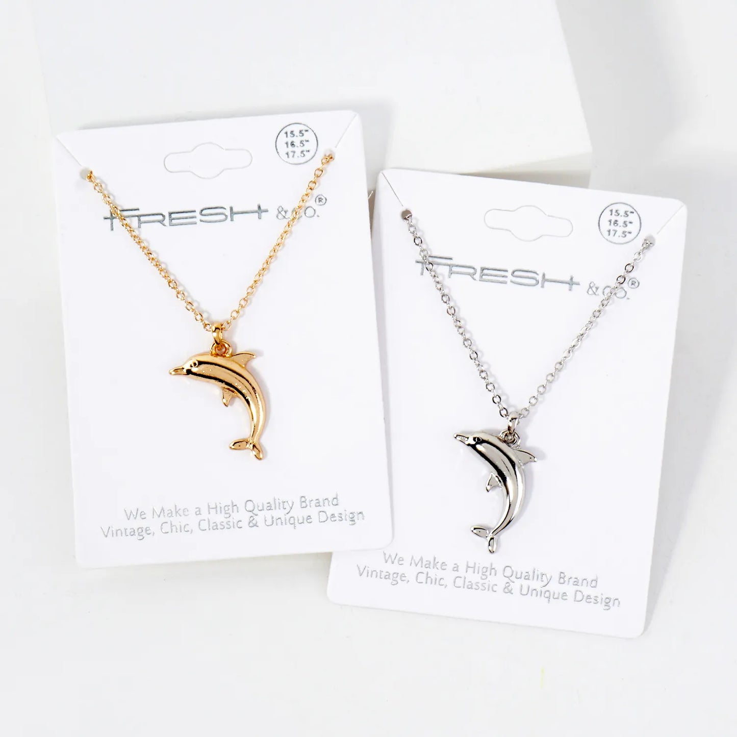 Polished Metal Dolphin Pendant Sea-Life Theme Necklace