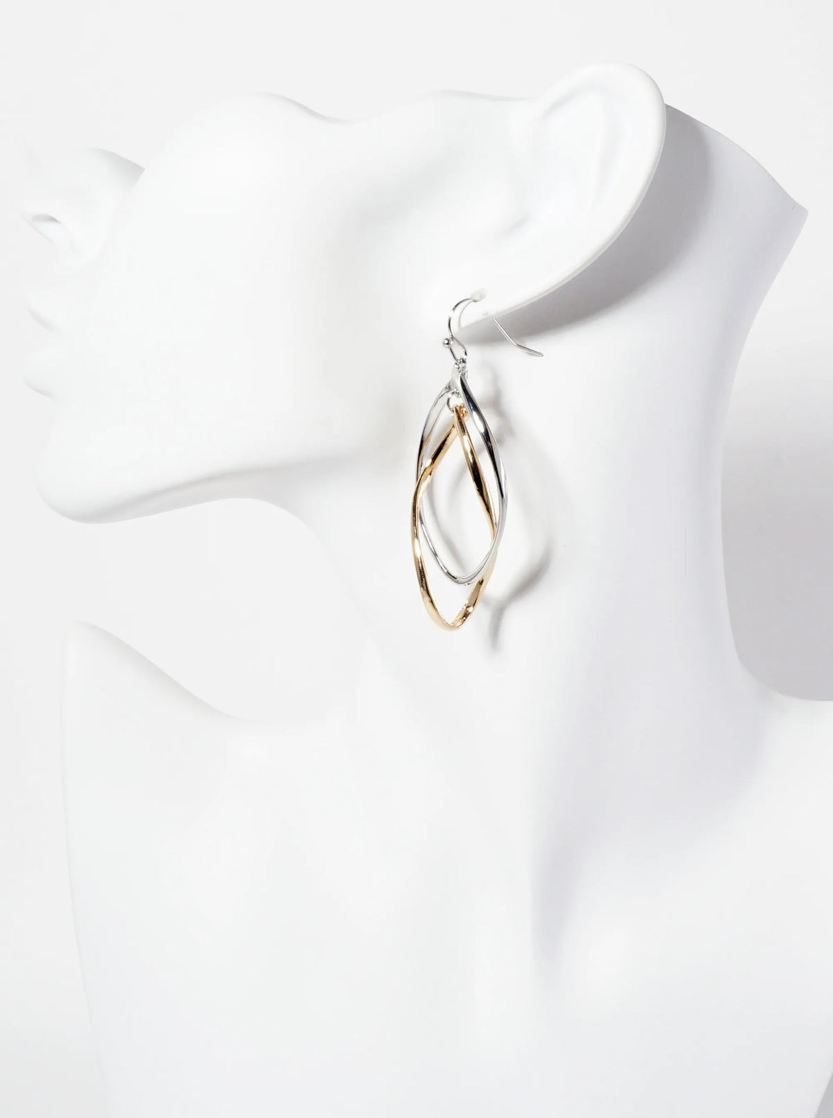 Polished Metal Double Spiral Dangle Earrings