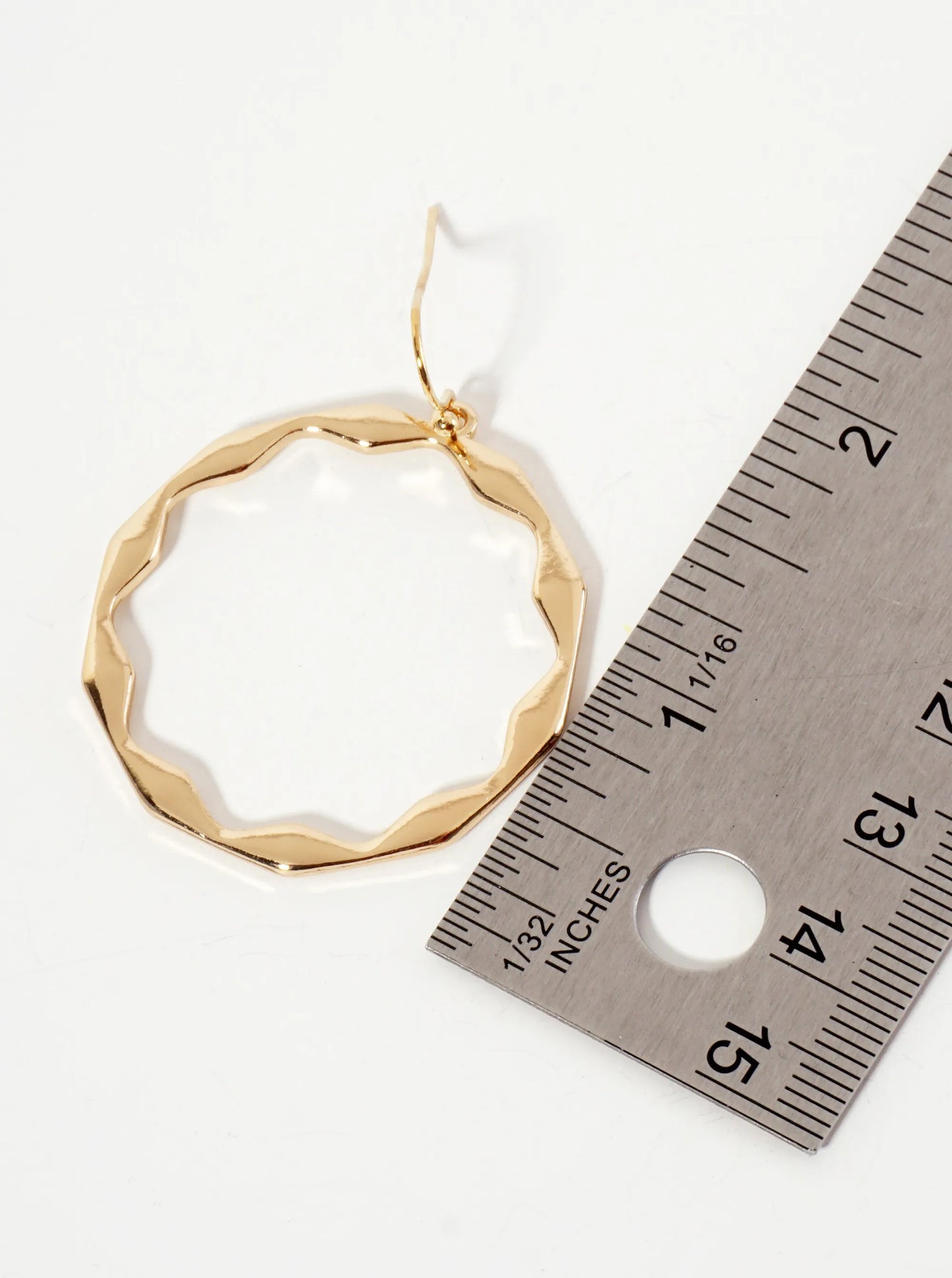 Polished Metal Geometric Cutout Circle Dangle Earrings
