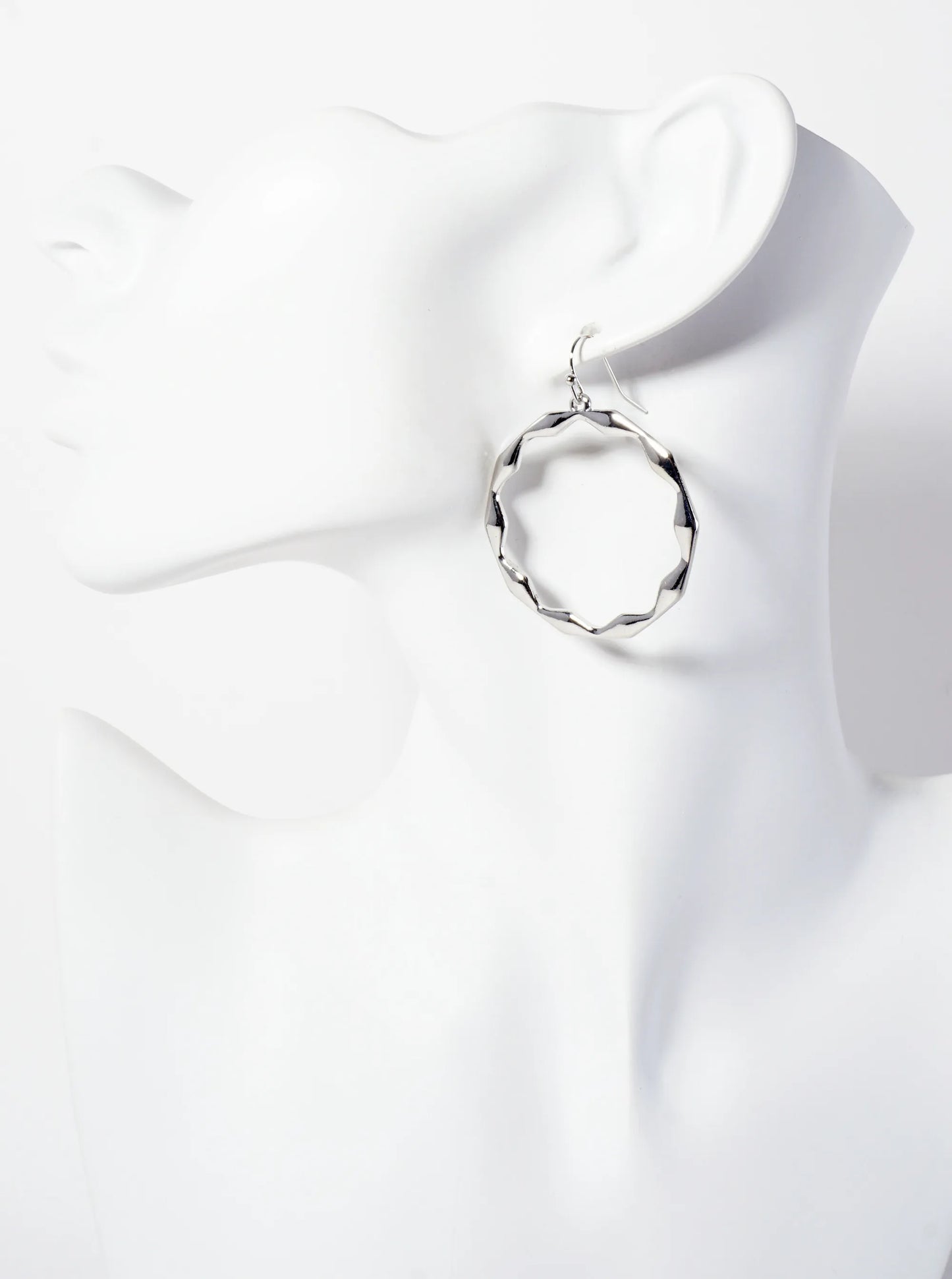 Polished Metal Geometric Cutout Circle Dangle Earrings