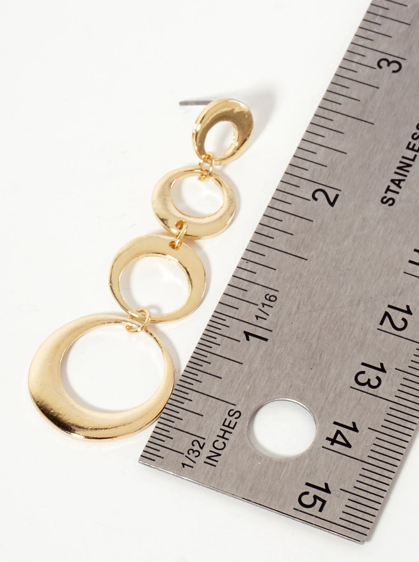 Polished Metal Graduated Cutout Circle Drop Dangle Earrings