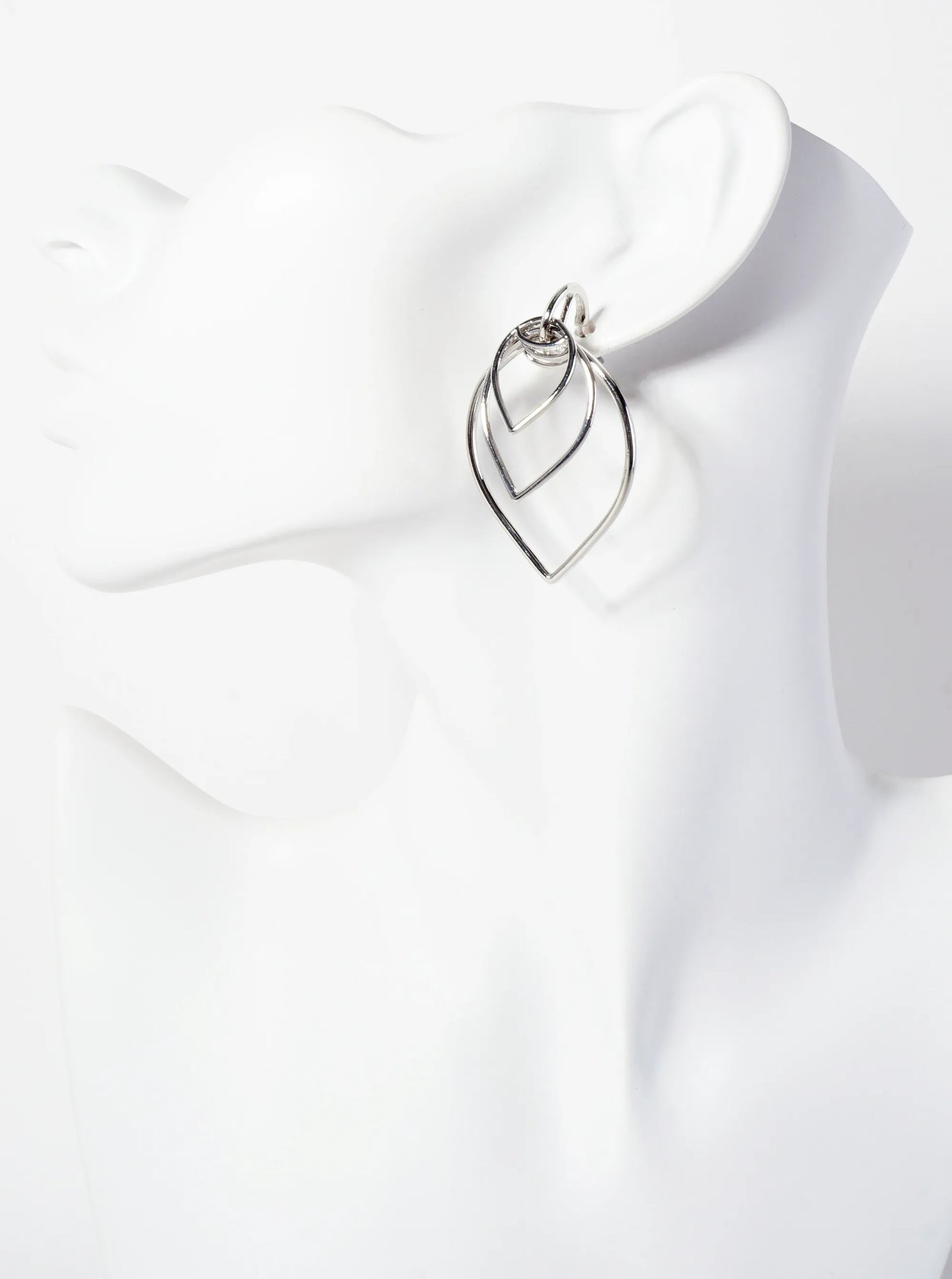Polished Metal Layered Upside-Down Teardrop Dangle Earrings