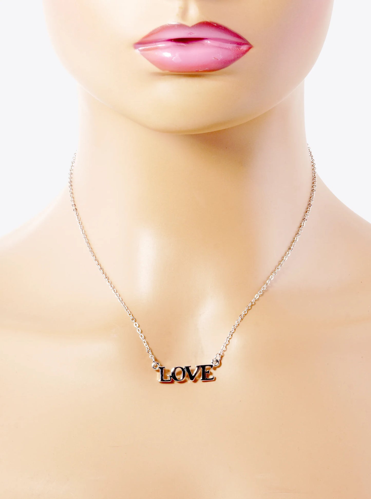 Polished Metal Love Pendant Necklace