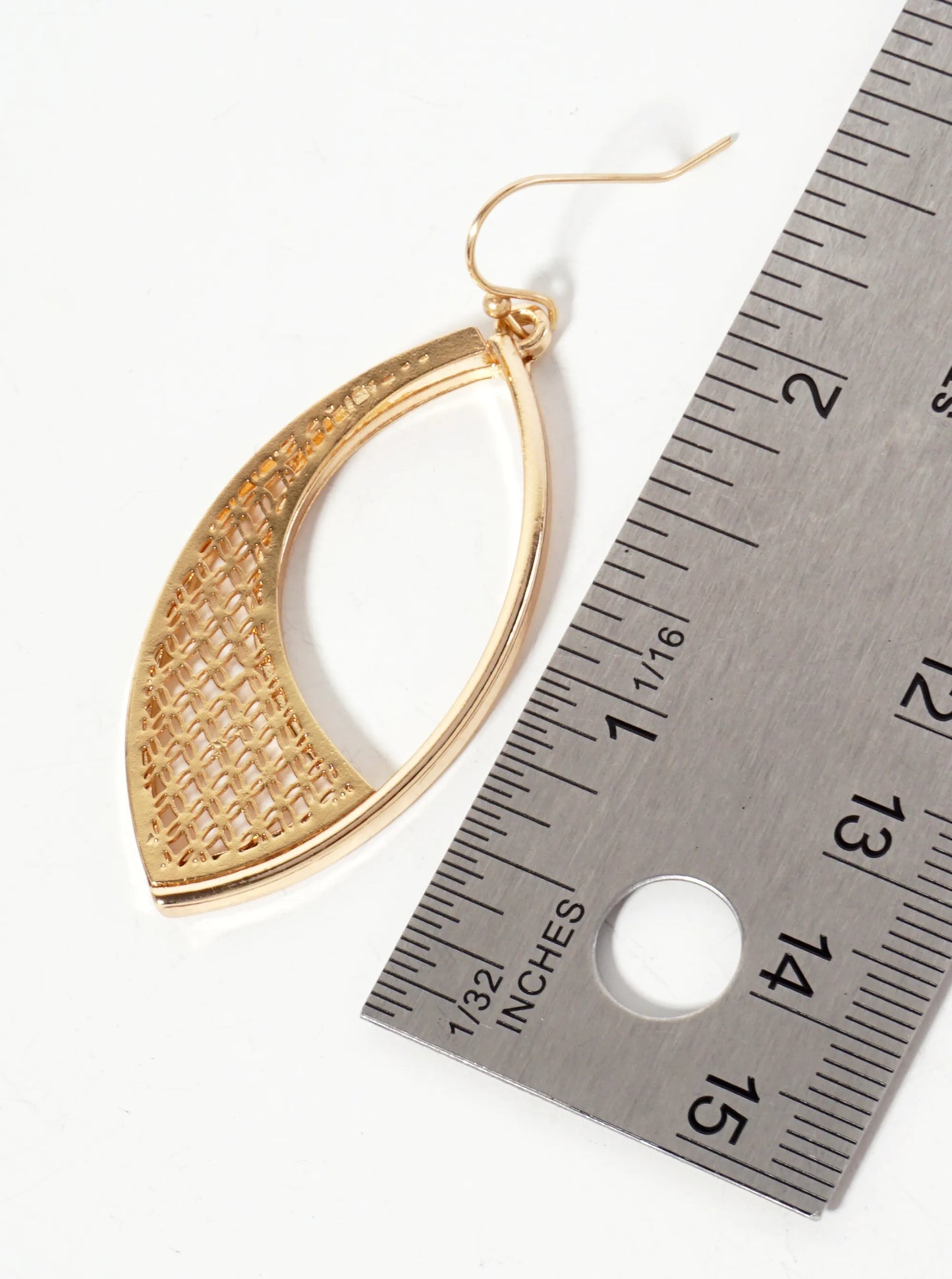 Polished Metal Marquise-Shape Filigree Dangle Earrings
