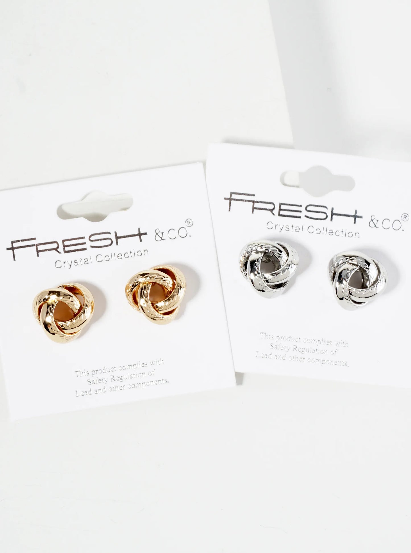 Polished Metal Textured 12mm Love Knot Stud Earrings