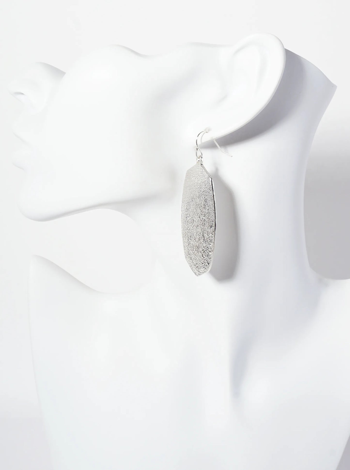 Polished Metal Textured Hexagon Dangle Drop Earrings
