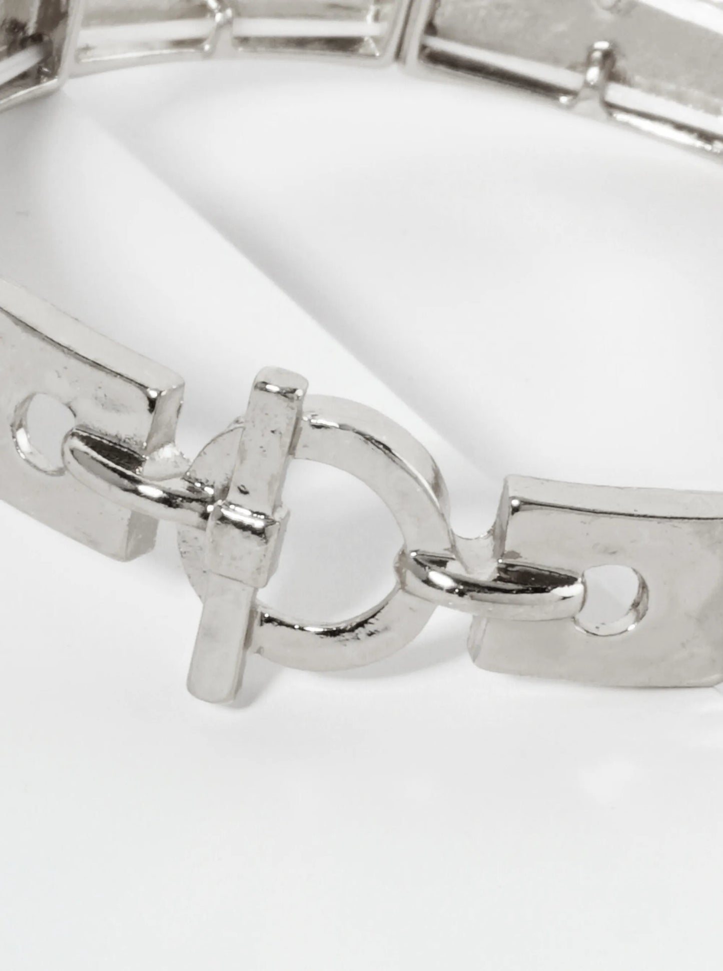 Polished Metal Toggle Closure Accent Stretch Bracelet