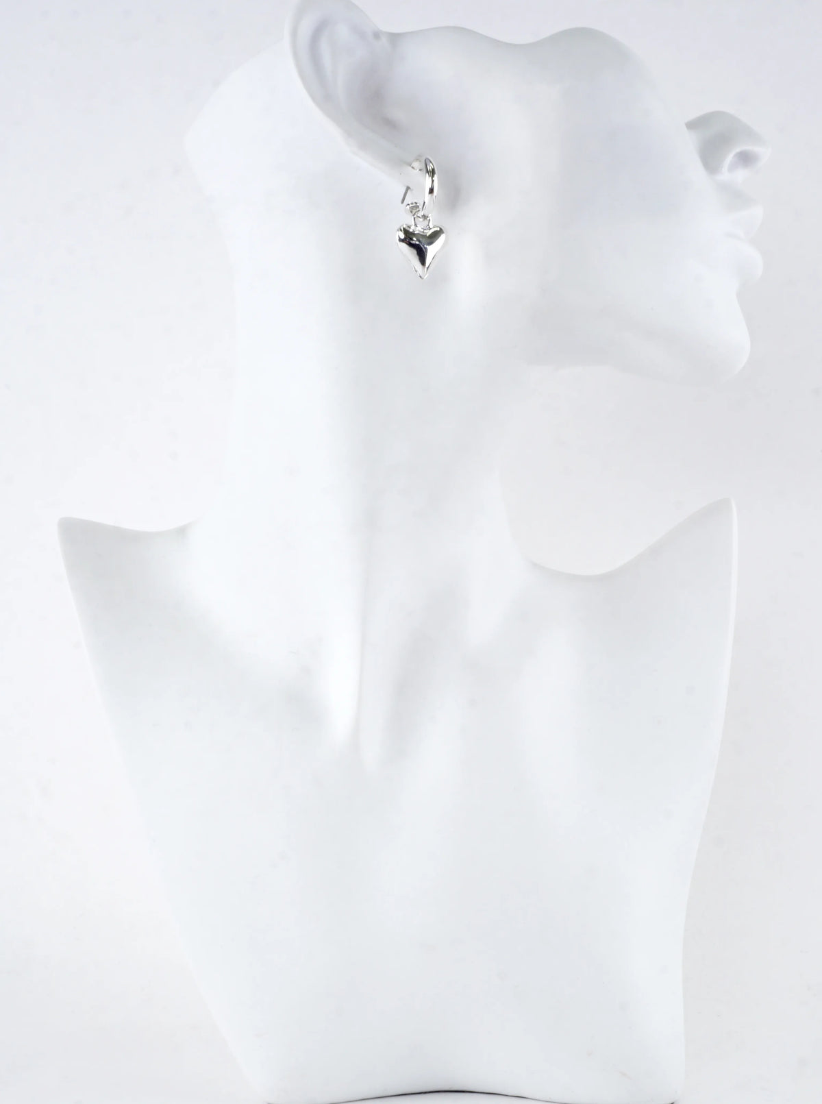 Polished Puffy Heart Drop Hoop Earrings