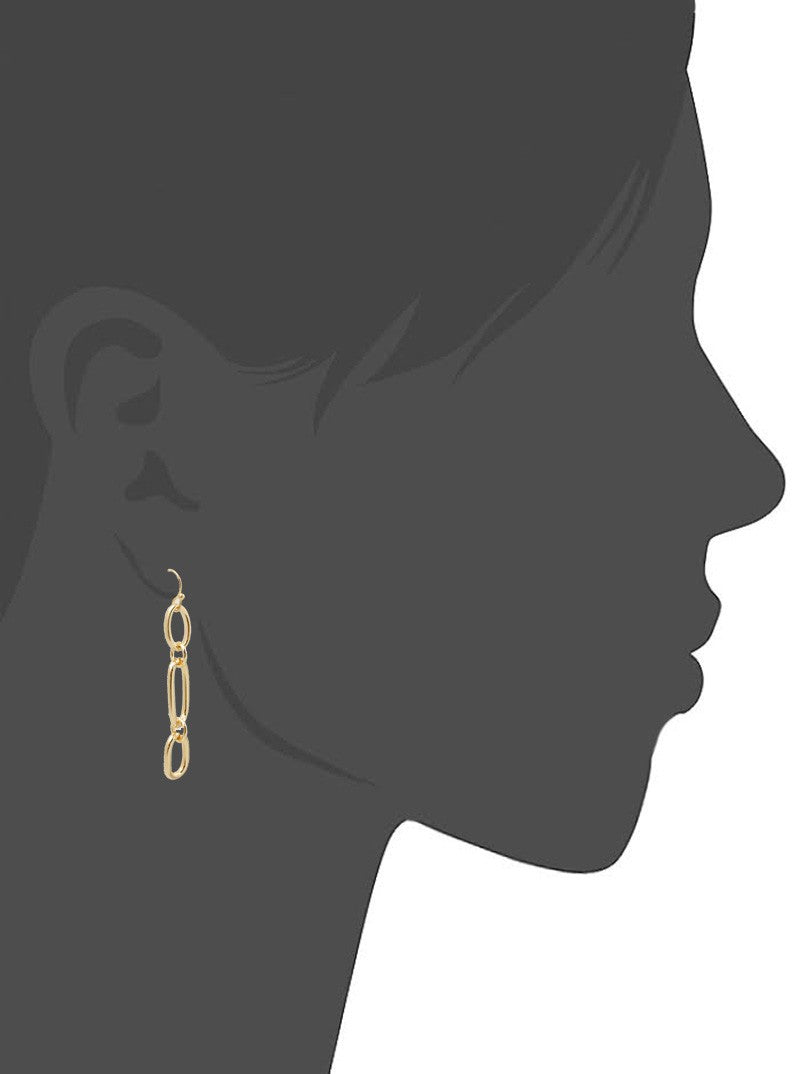 Polished Metal Link Chain Dangle Drop Earrings